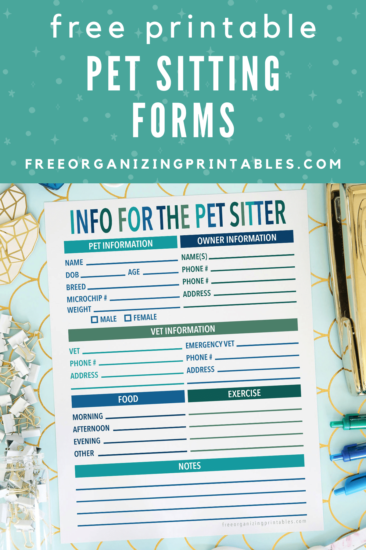 Free Printable Pet Sitting Forms | Free Organizing Printables for Free Printable Pet Sitting Forms