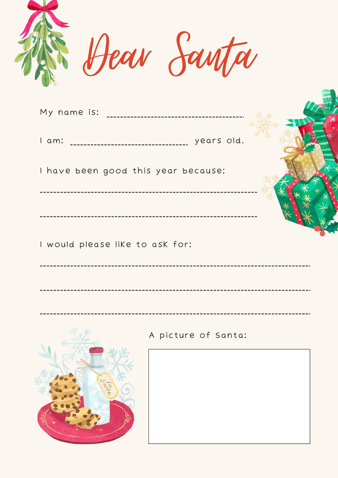 Free Printable Santa Letter Templates You Can Customize | Canva for Printable Letter To Santa Claus