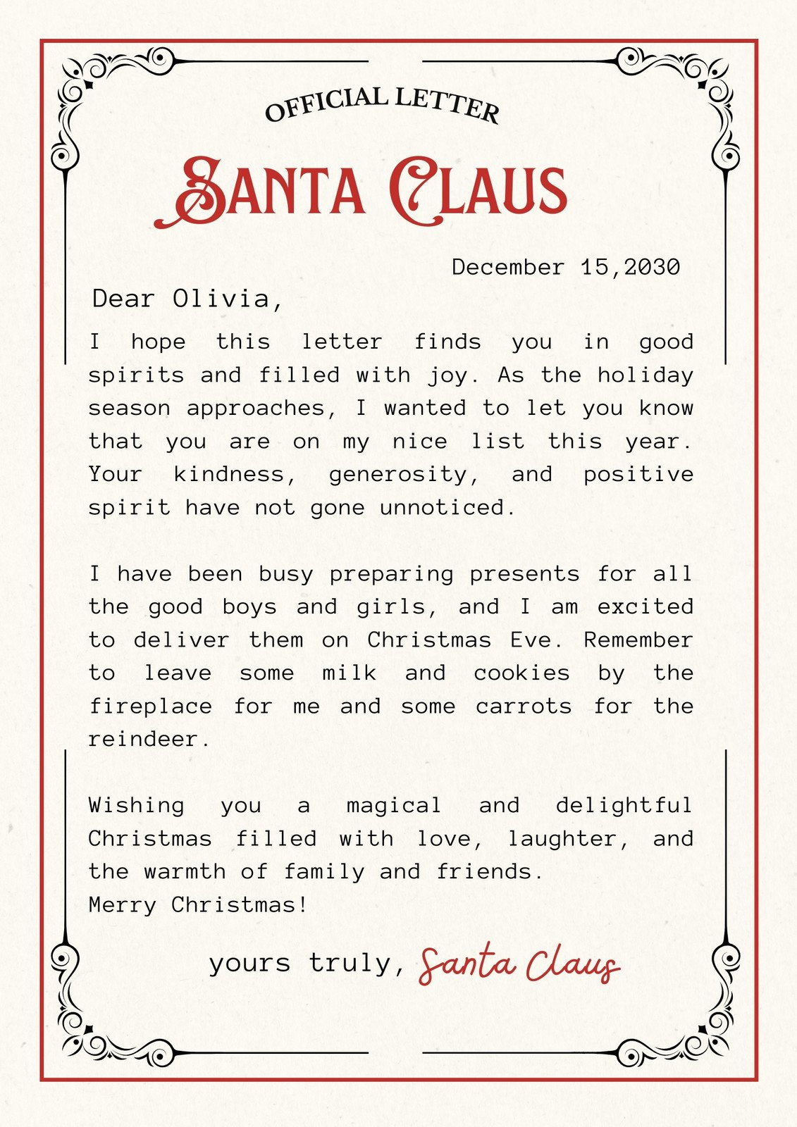 Free Printable Santa Letter Templates You Can Customize | Canva intended for Printable Letter To Santa Claus