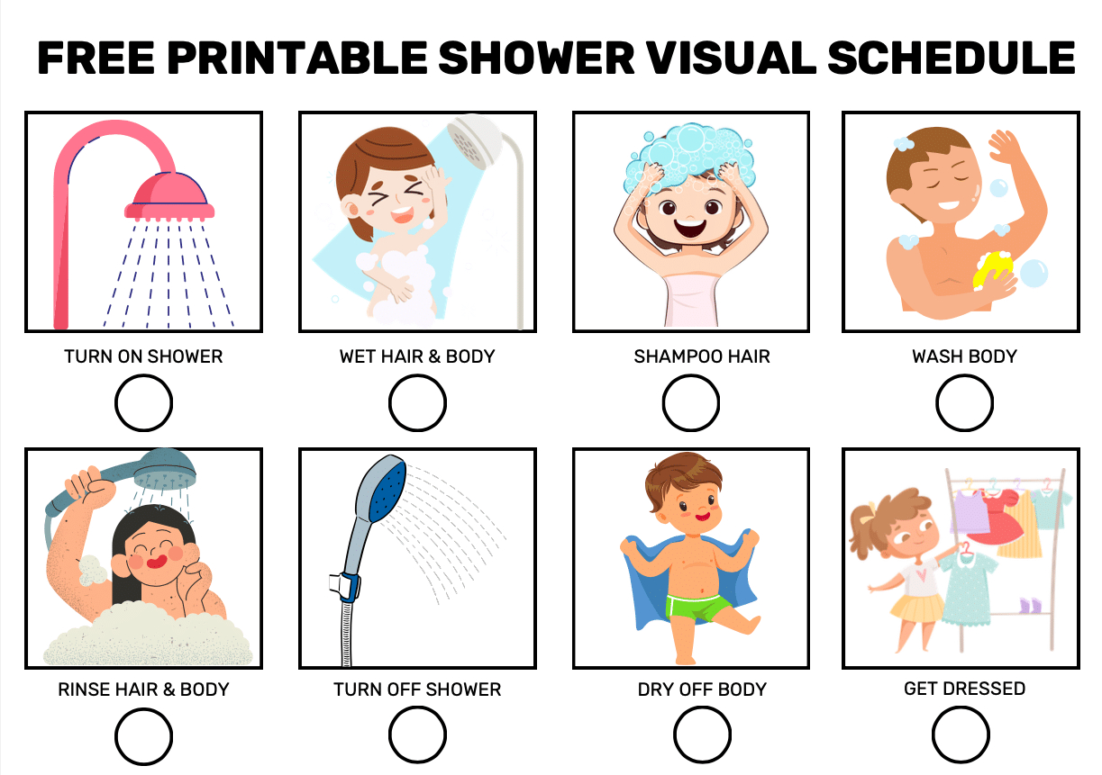 Free Printable Shower Visual Schedule - Goally with Free Printable Shower Visual Schedule