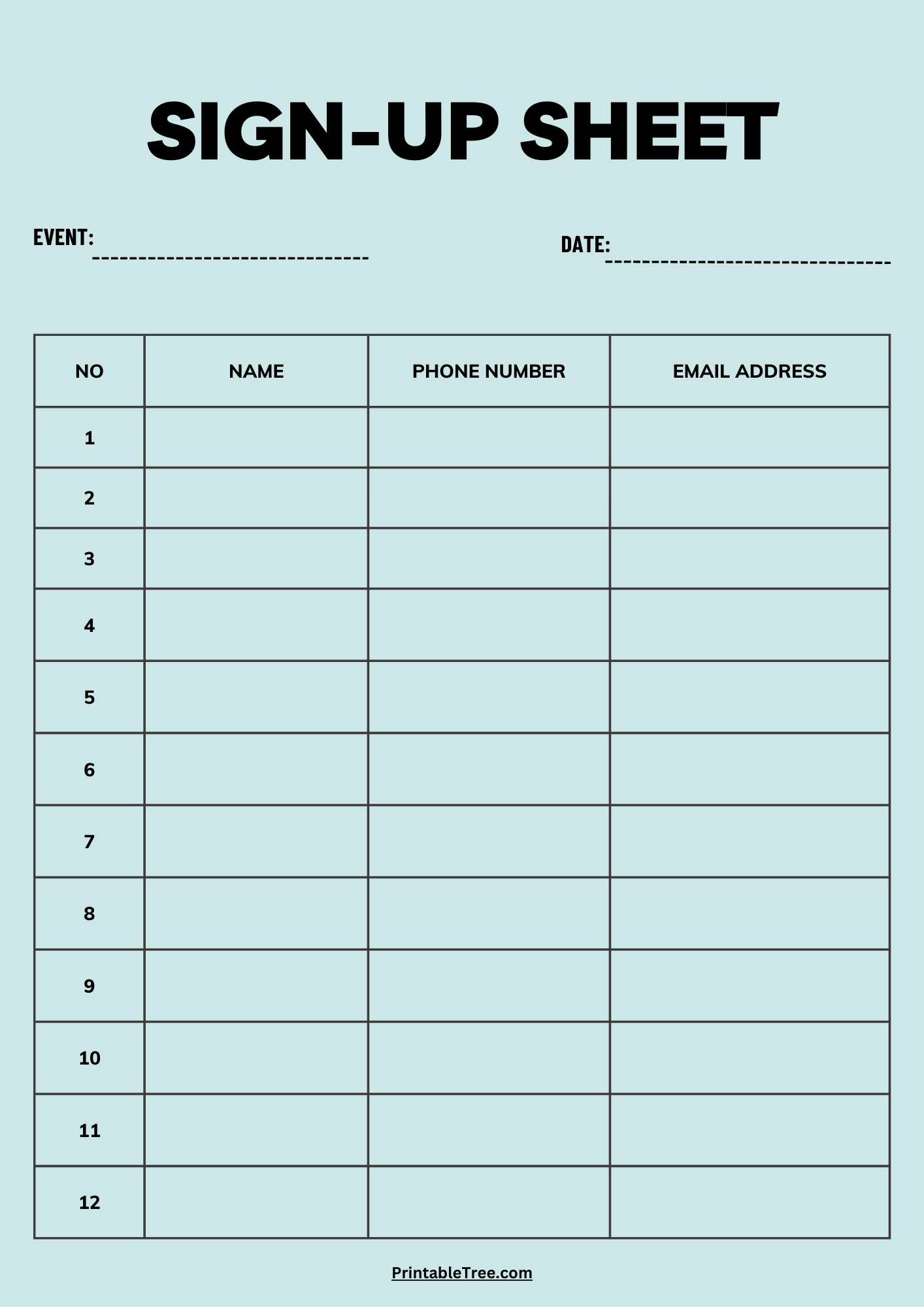 Free Printable Sign-Up And Sign-In Sheet Pdf Templates pertaining to Free Printable Sign Up Sheet