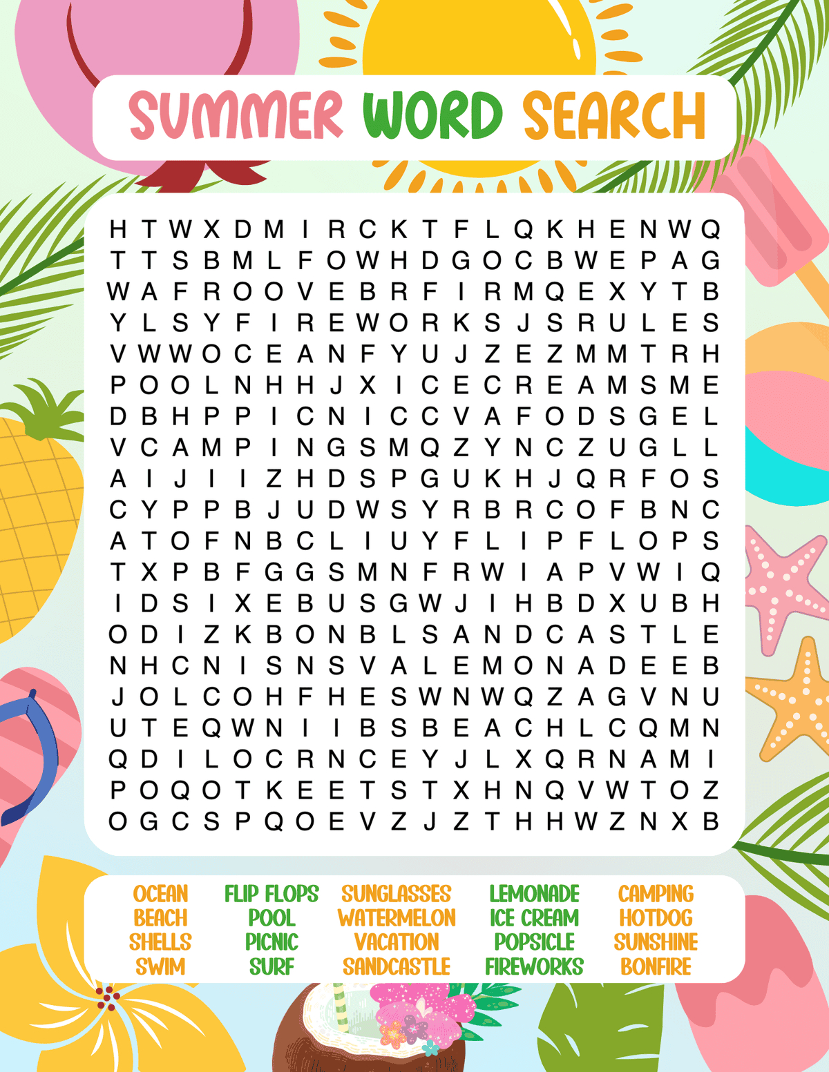 Free Printable Summer Word Searches - Prudent Penny Pincher in Word Search Puzzle Free Printable