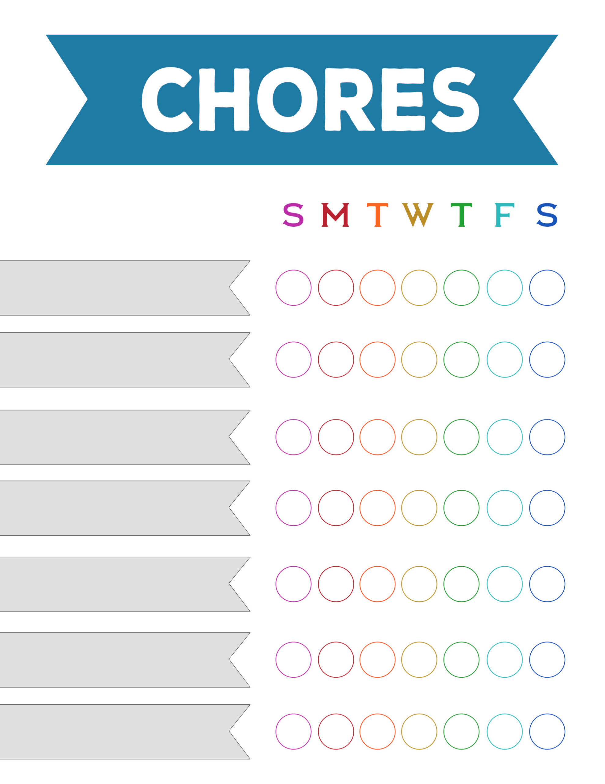 Free Printable Weekly Chore Charts - Paper Trail Design within Free Printable Weekly Chore Chart