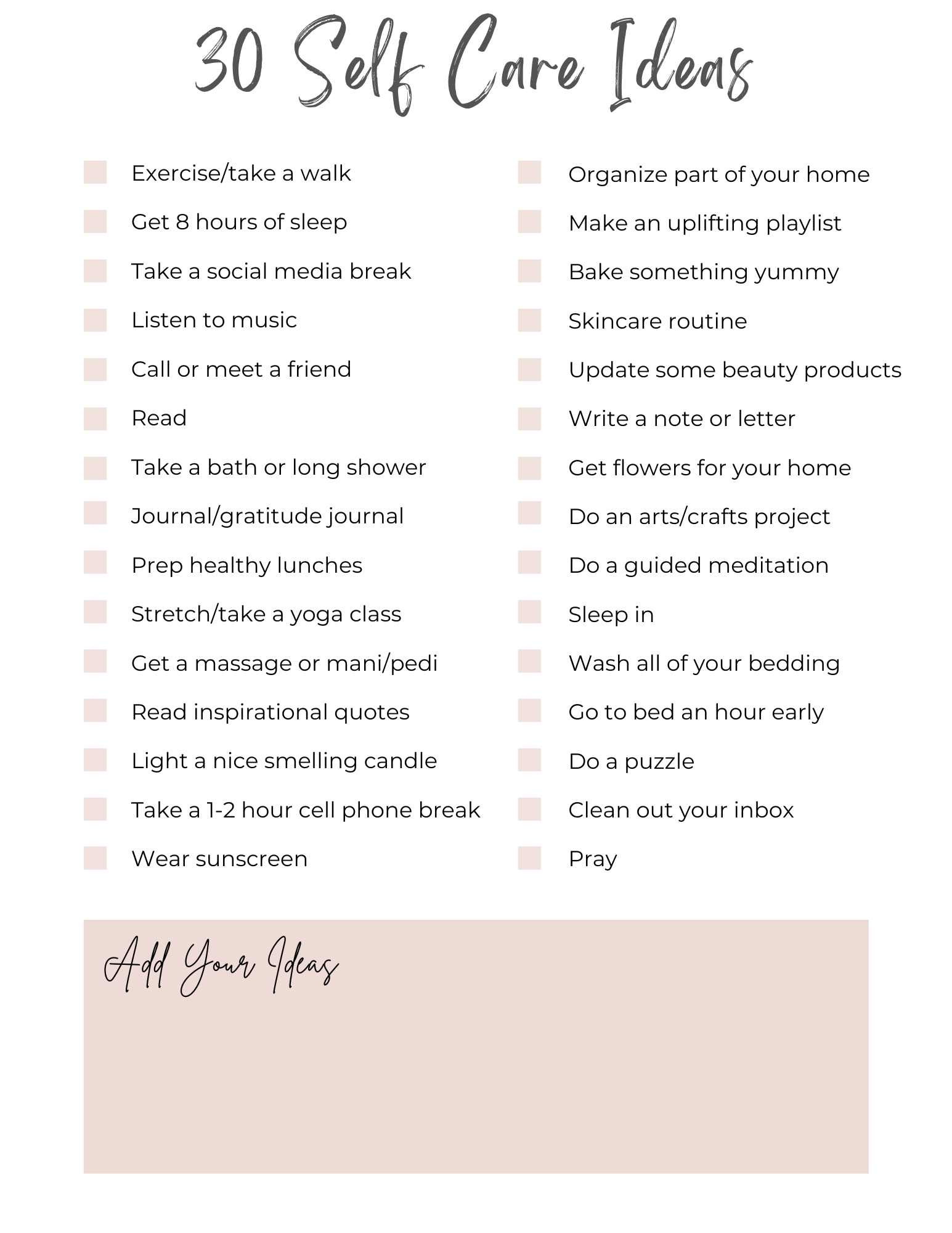 Free Printable Weekly Self-Care Checklist {Customizable} throughout Free Printable Self Care Worksheets