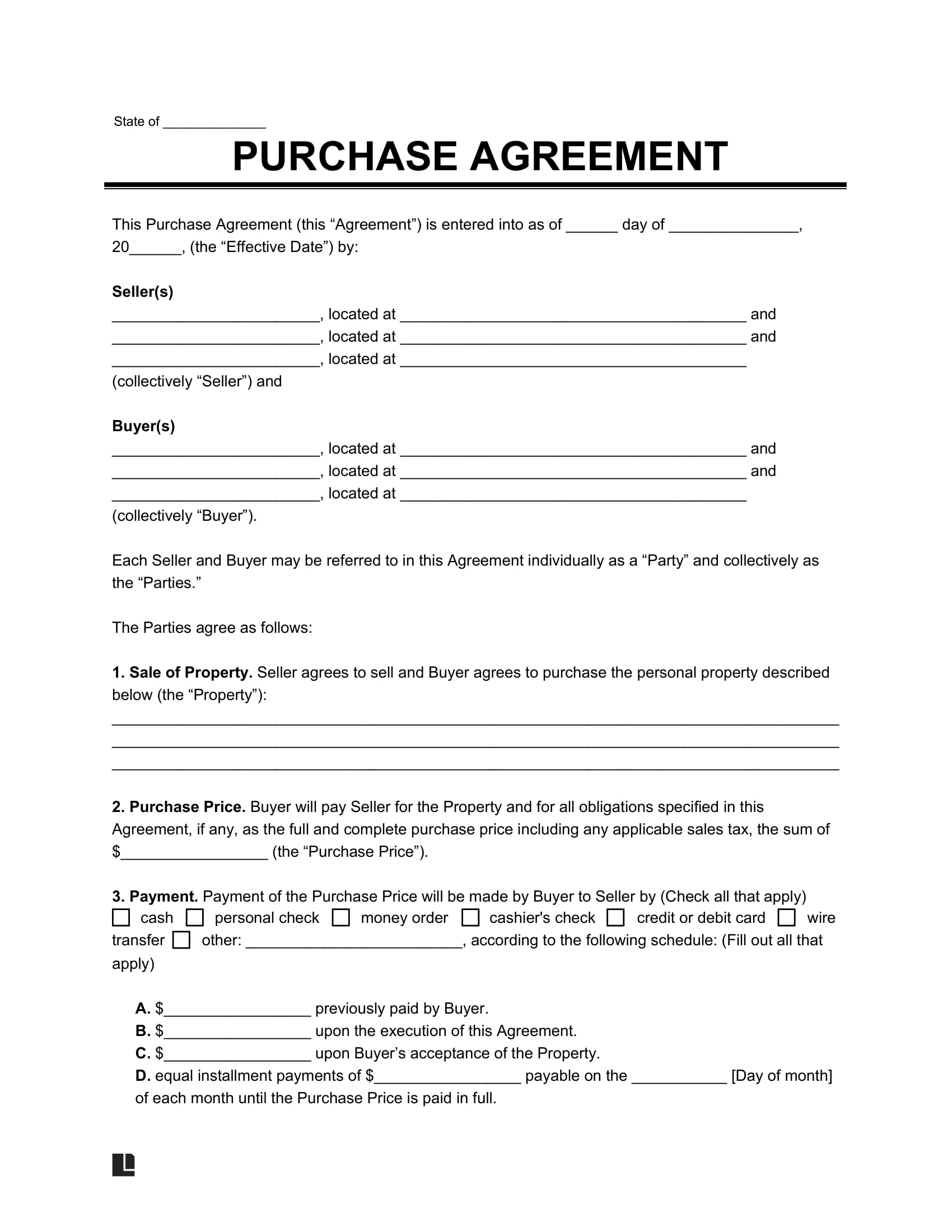 Free Purchase And Sale Agreement Template | Pdf & Word in Printable Simple Sales Agreement Template