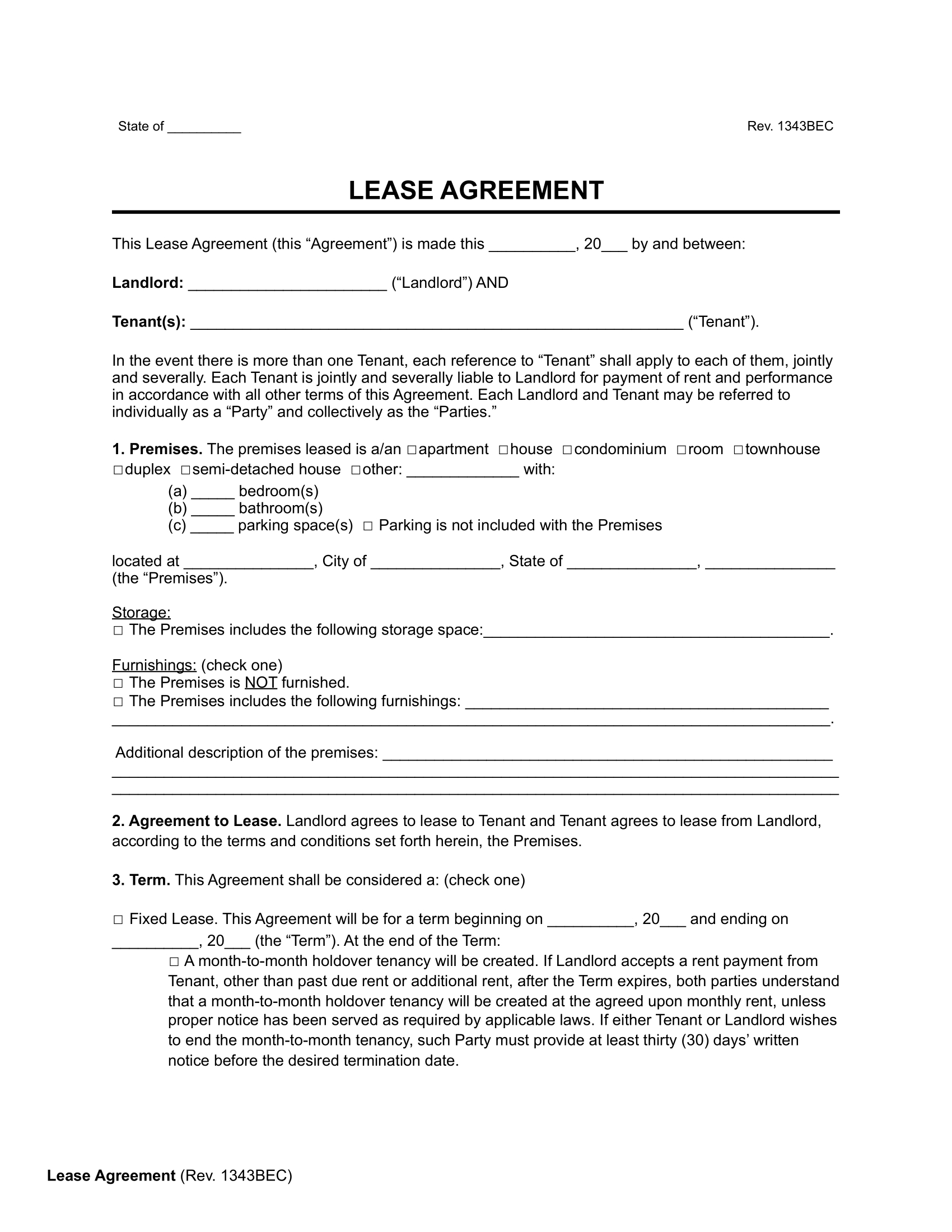 Free Rental & Lease Agreement Templates | Pdf & Word intended for Free Printable Rental Lease Agreement Template
