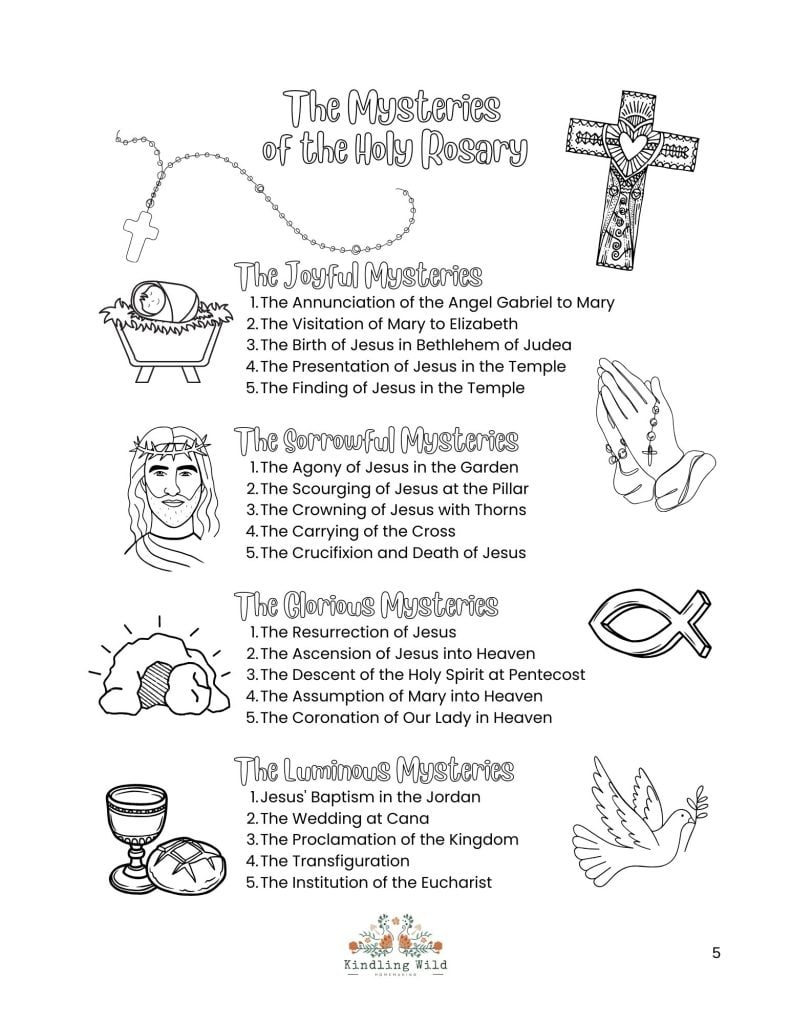 Free Rosary Colouring Pages - Kindling Wild with regard to Joyful Mysteries Of The Rosary Printable
