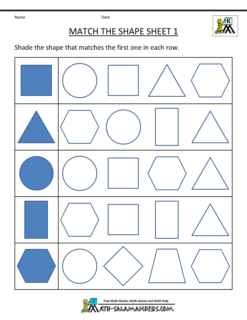 Free Shape Worksheets Kindergarten with regard to Free Printable Shapes Worksheets