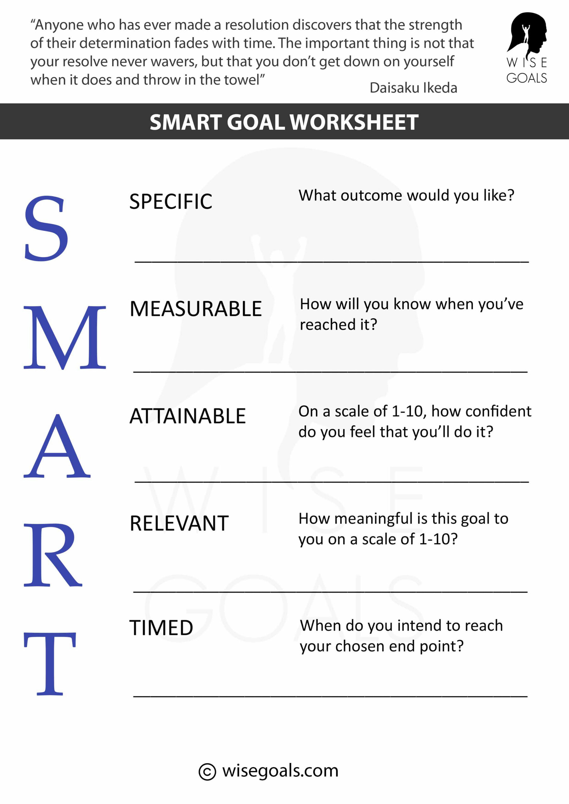 Free Smart Goal Setting Worksheet To Download with regard to Printable Editable Smart Goals Template