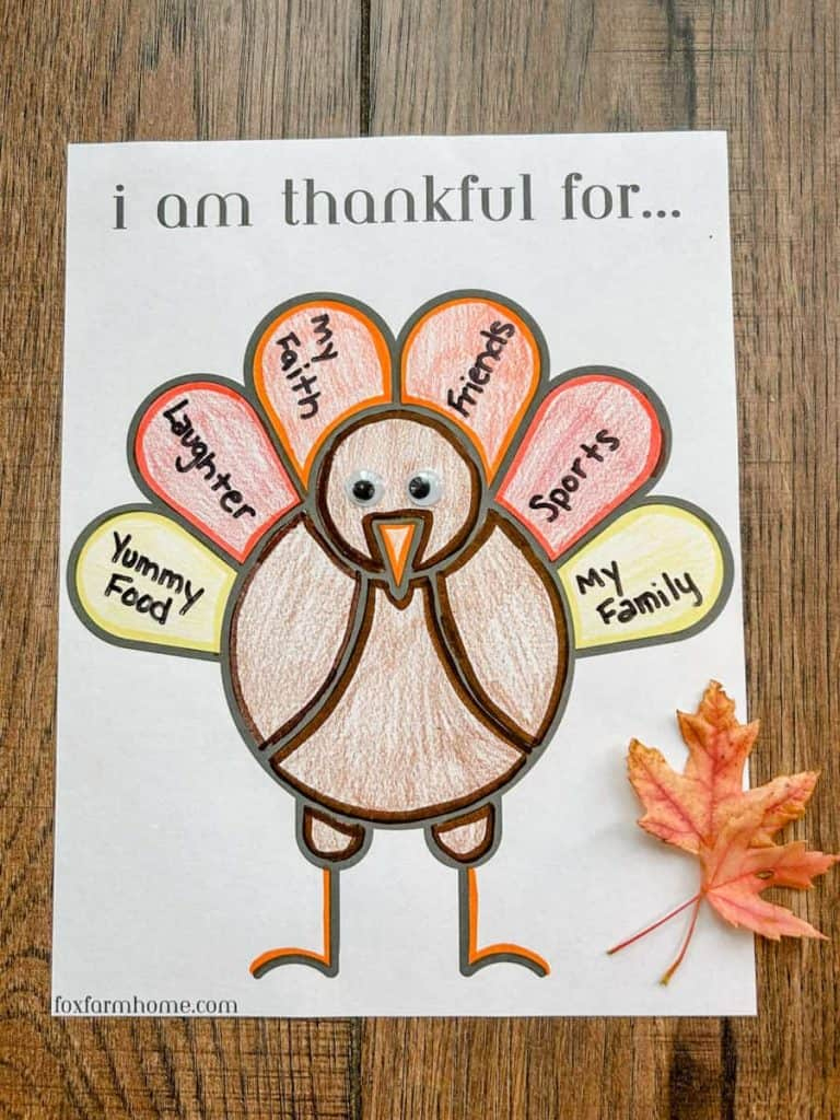 Free Thanksgiving "I Am Thankful For" Printable - Fox Farm Home pertaining to Thanksgiving Free Printables For Preschoolers