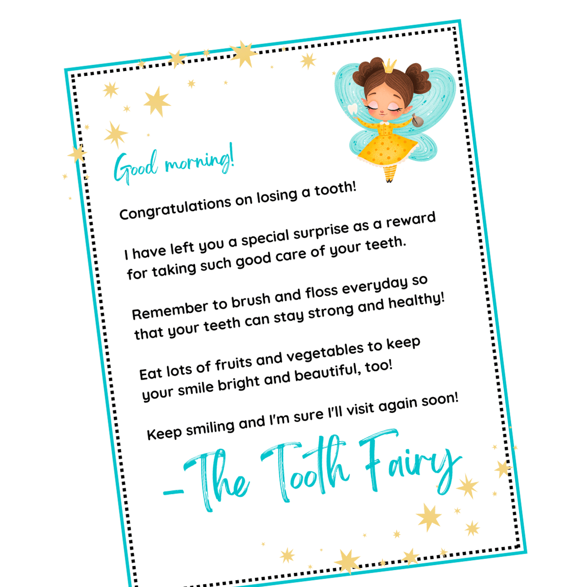 Free Tooth Fairy Letter Printable Your Kid Will Love regarding Note From Tooth Fairy Printable