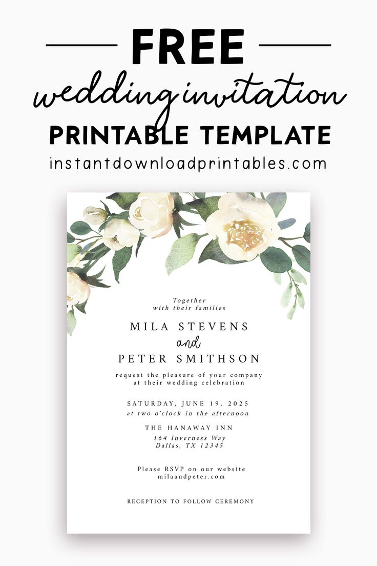 Free Wedding Invitation Templates - Instant Download Printables pertaining to Template For Invitations Free Printable