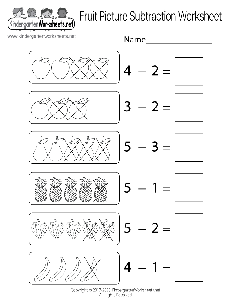 Fruit Picture Subtraction Worksheet - Free Printable, Digital, & Pdf within Free Printable Math Subtraction Worksheets For Kindergarten