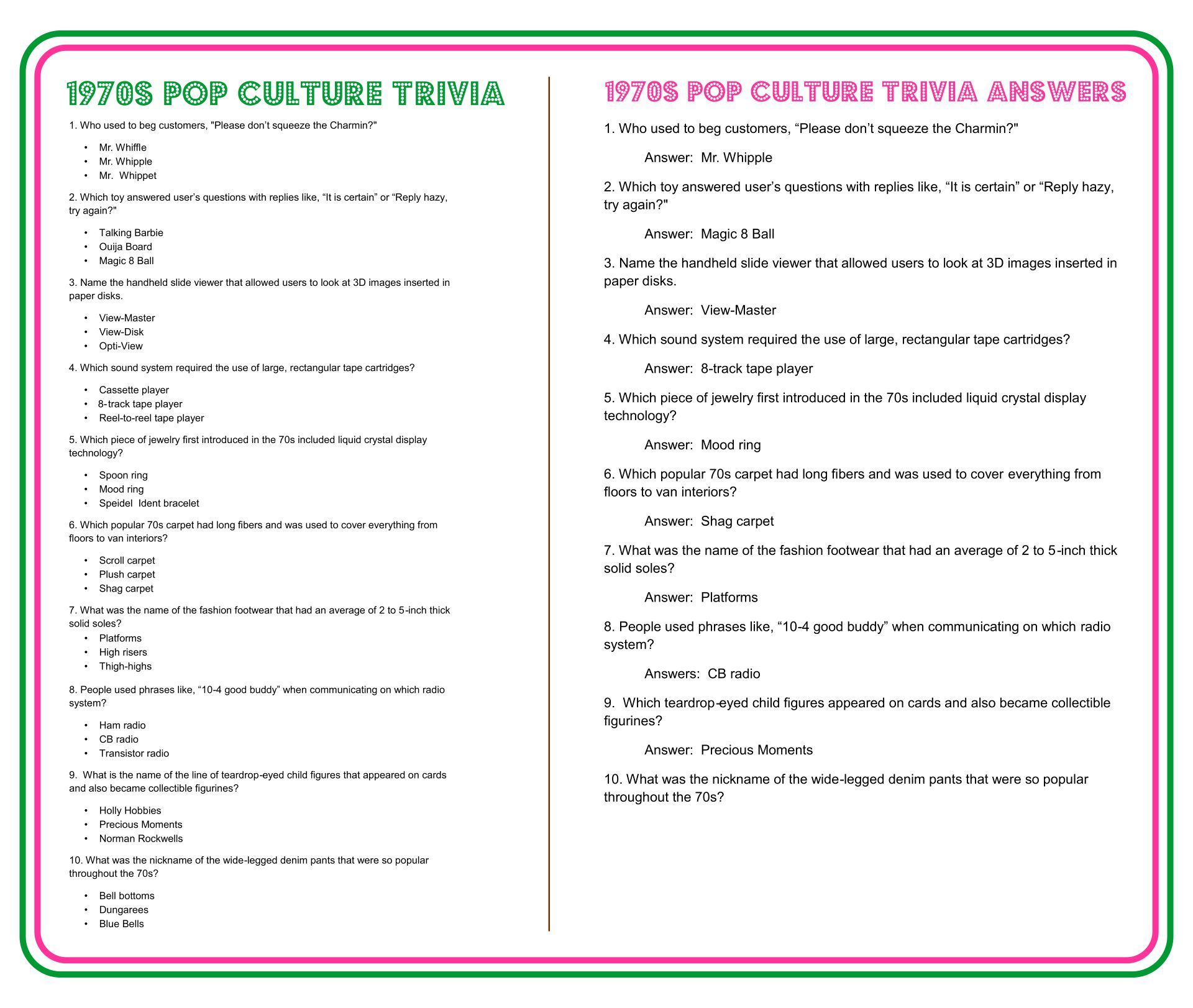Fun Trivia - 10 Free Pdf Printables | Printablee - Worksheets Library with Free Printable Trivia Questions With Answers