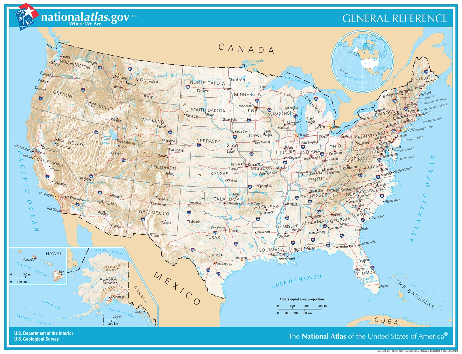 General Reference Printable Map | U.s. Geological Survey with Map of United States with State Names Printable
