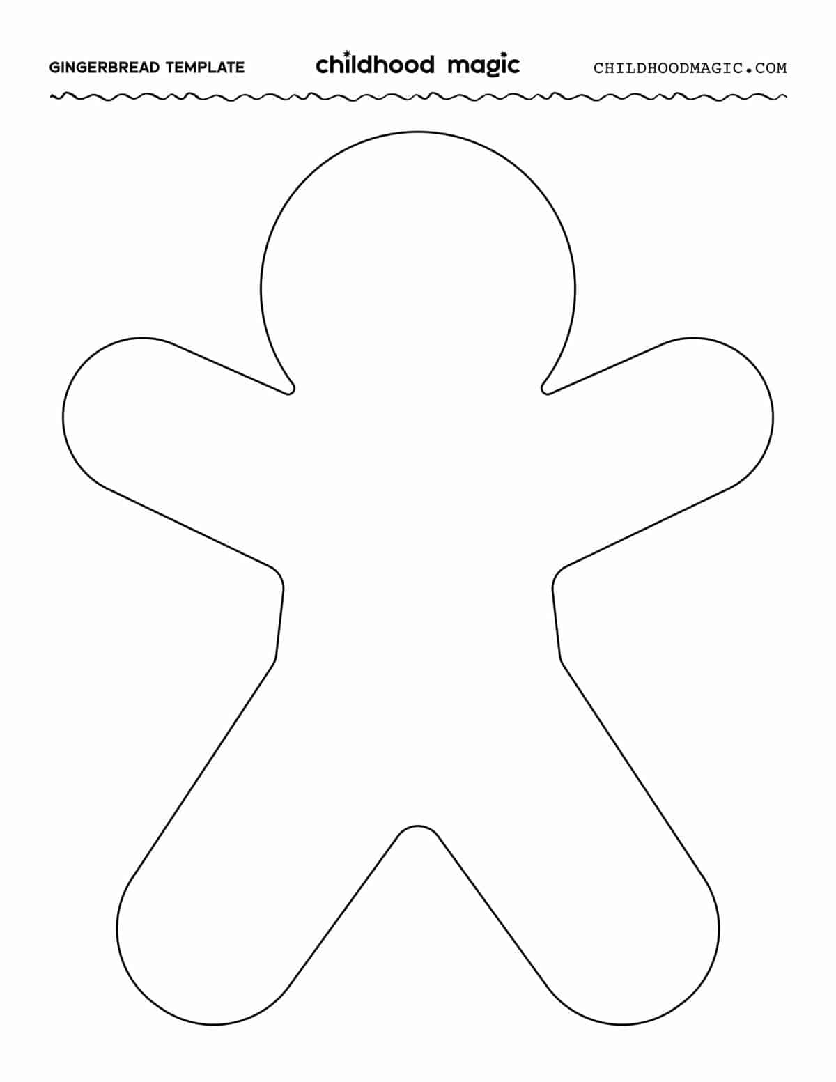 Gingerbread Man Template - Free Printable - Childhood Magic throughout Free Printable Gingerbread Man Template