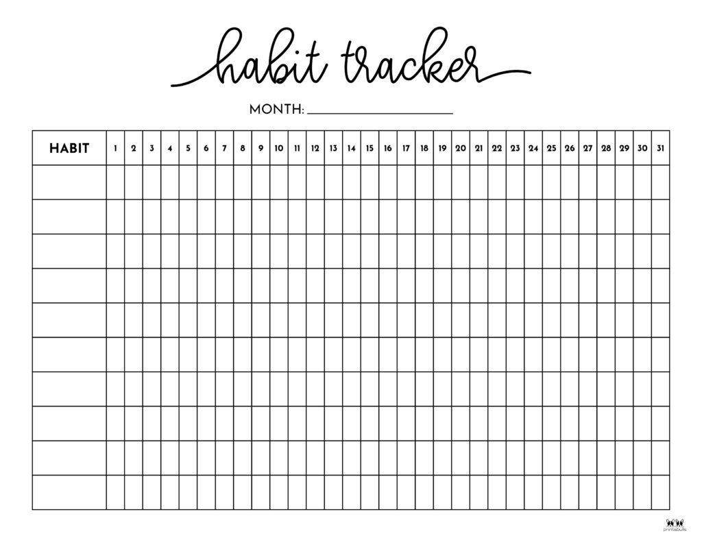 Habit Trackers - 25 Free Printables | Printabulls with regard to Habit Tracker Printable Free Download