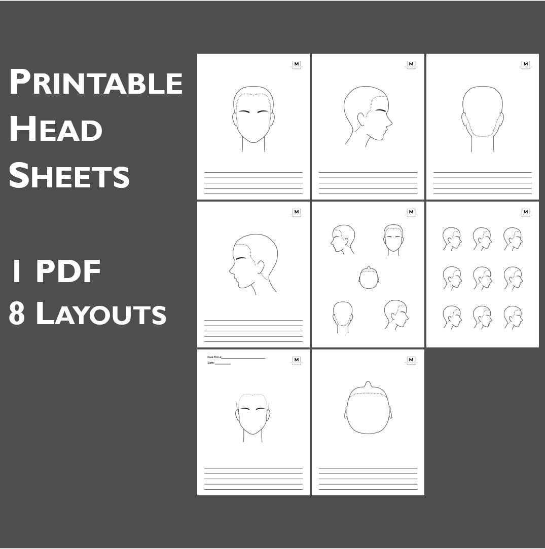 Hairdressing Head Diagram Sheets: Technical Printouts (Digital pertaining to Printable Blank Head Sheets For Hairdressing