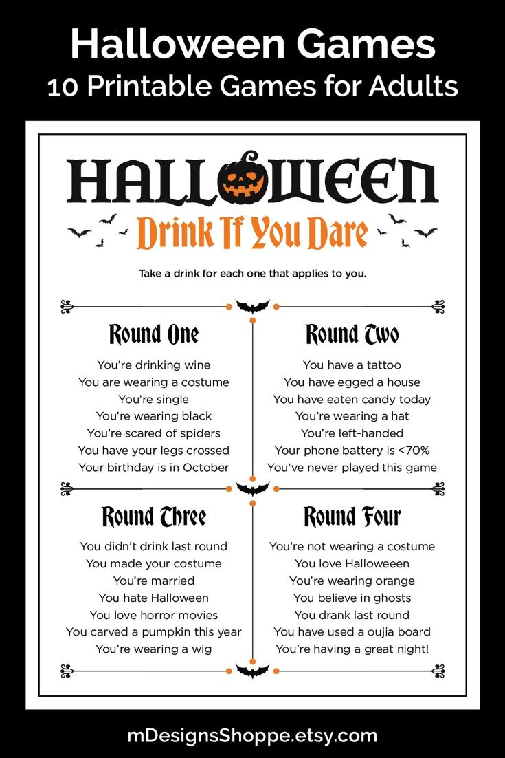 Halloween Party Printable Games For Adults, Fun 10 Game Bundle For pertaining to Printable Halloween Games For Adults