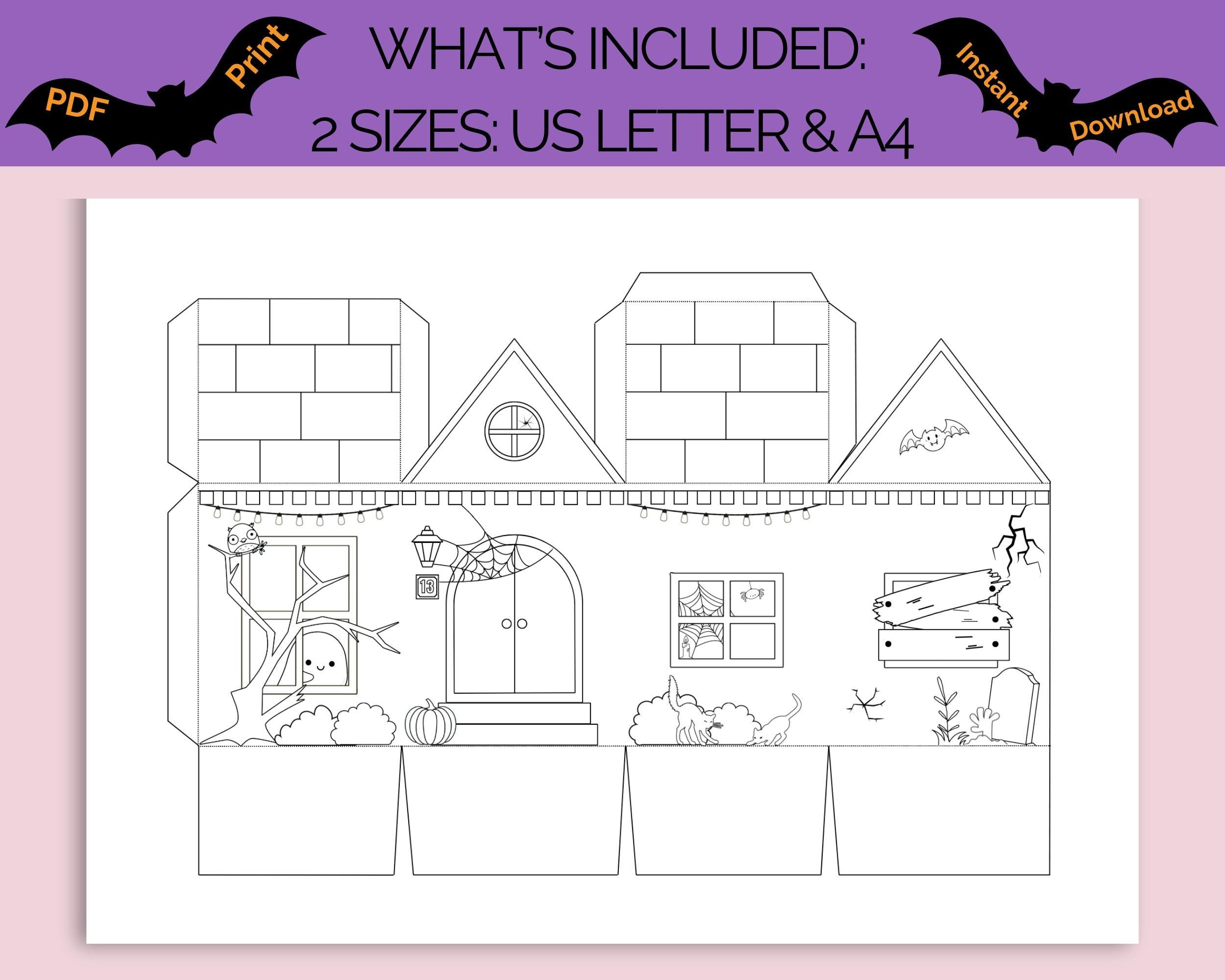 Haunted House Papercraft, 3D Paper House Template, Spooky Paper with regard to Printable 3d Haunted House Template