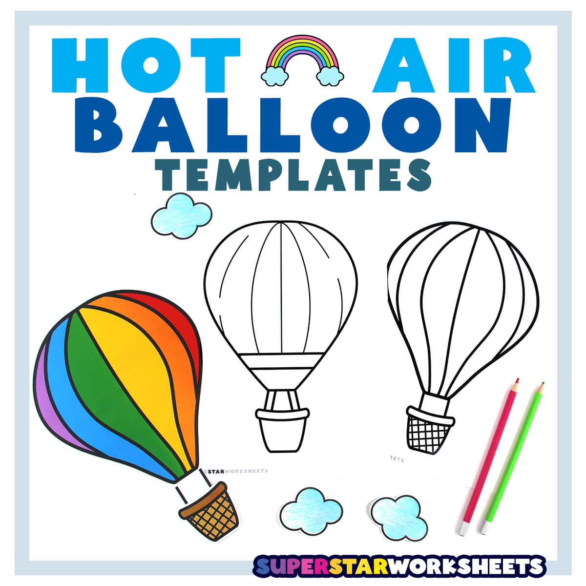 Hot Air Balloon Template (Free Printables) - Superstar Worksheets in Printable Cut Out Hot Air Balloon Template