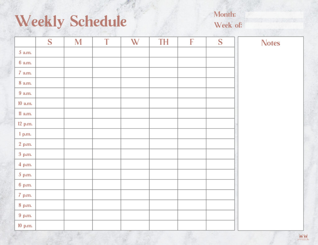 Hourly Planners - 20 Free Printables | Printabulls in Printable Weekly Schedule With Hours