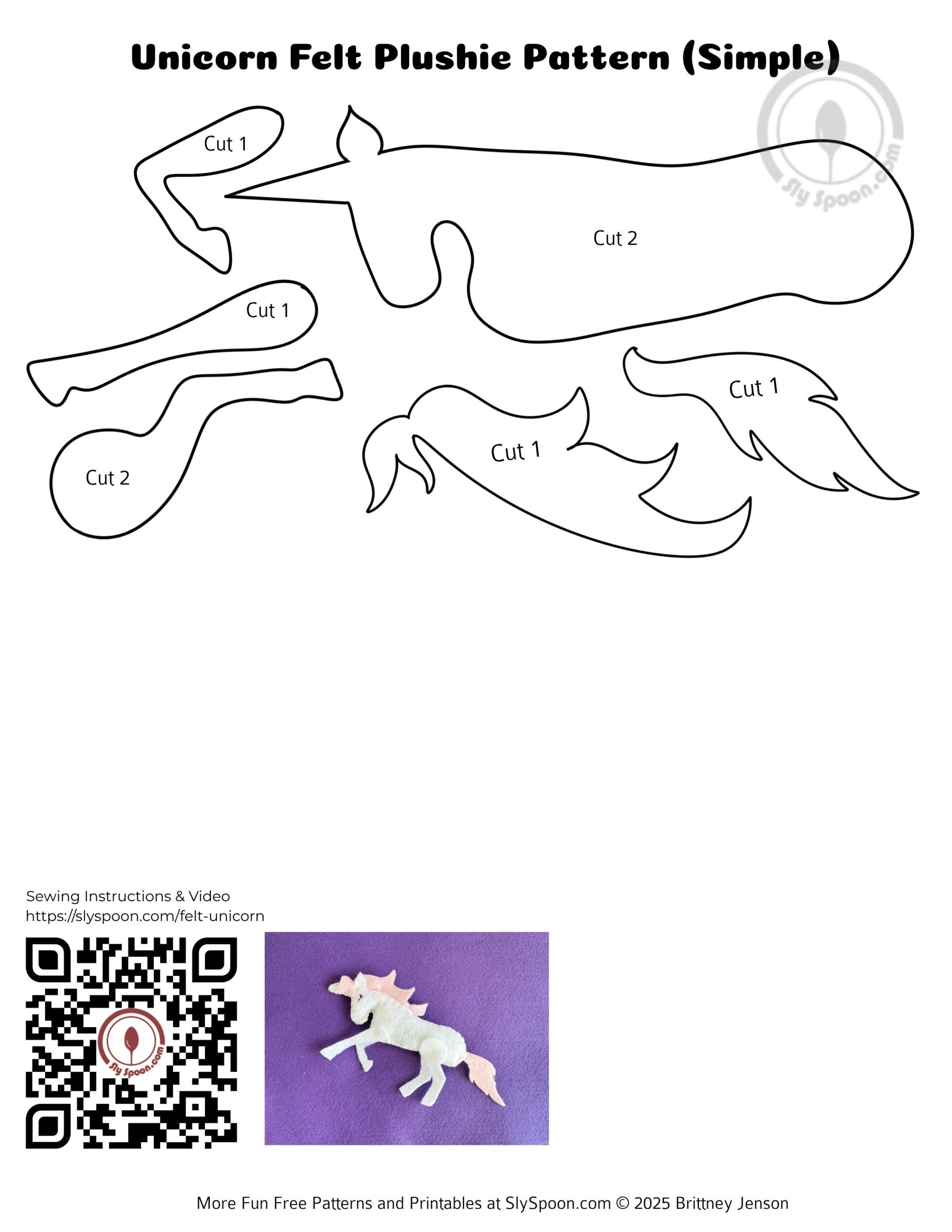 How To Hand Sew A Simple Felt Unicorn - Free Printable Pattern with Printable Free Unicorn Sewing Pattern