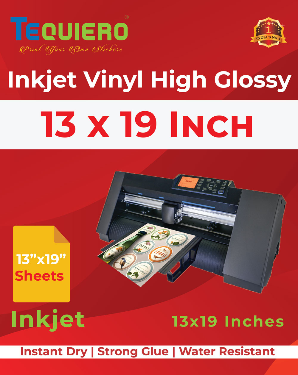 Inkjet Vinyl High Glossy Sticker Sheet Of Size 13 X 19 Inches in 13X19 Printable Vinyl Sticker Paper