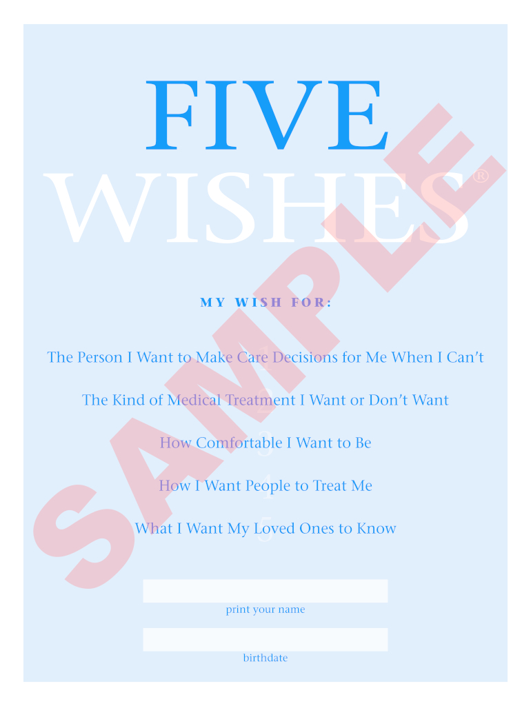 Is The Five Wishes Document Case They Become Seriously Ill - Fill inside Free Printable Five Wishes Form
