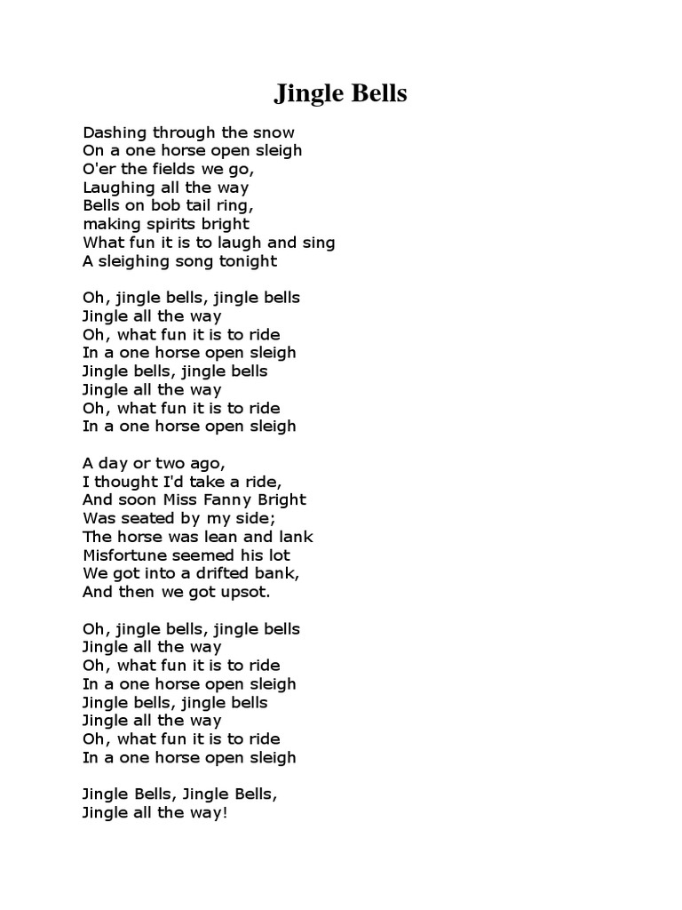 Jingle Bells Lyrics | Pdf - Worksheets Library intended for Words To Jingle Bells Printable