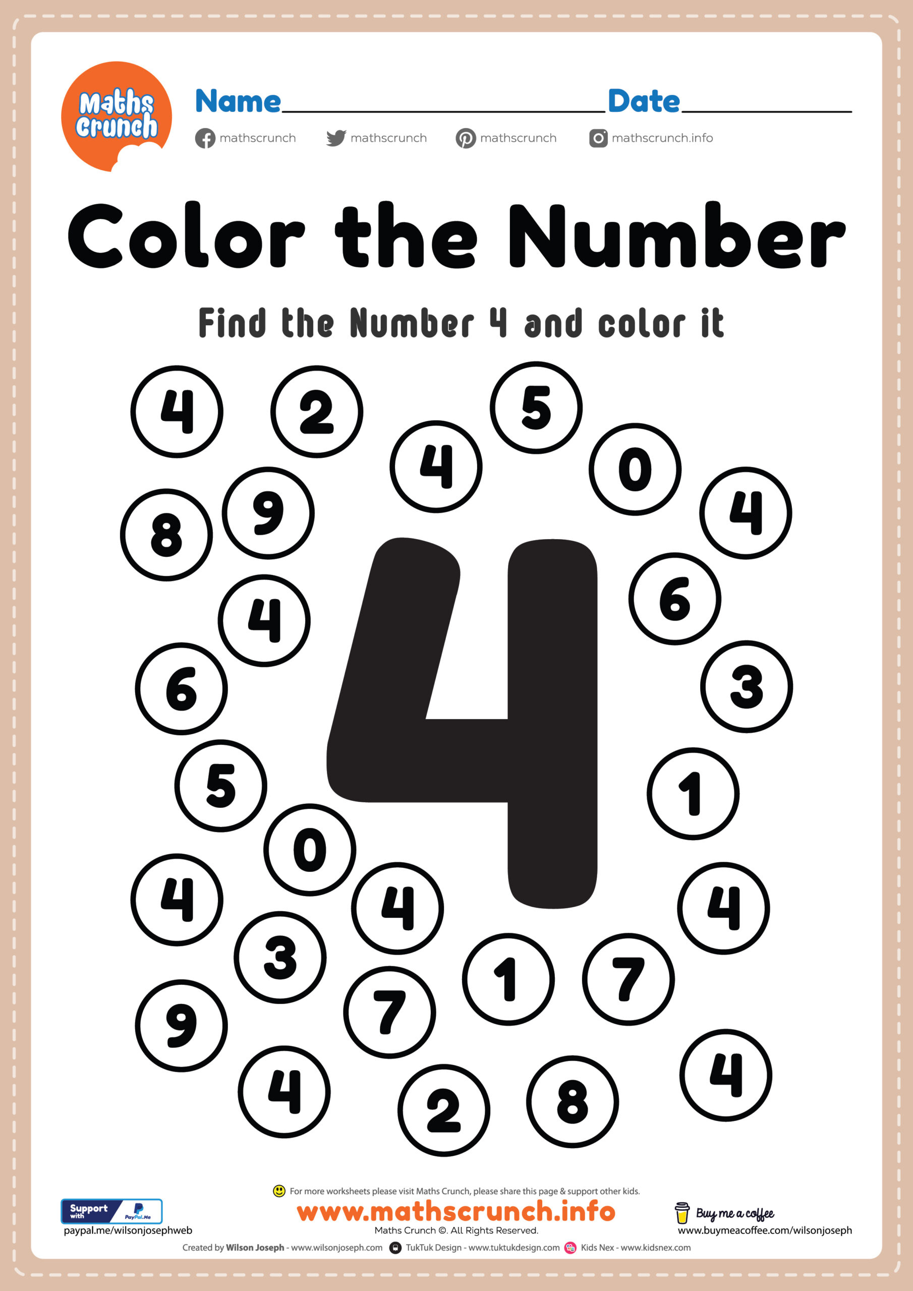 Kindergarten Math Worksheet Number 4 Coloring Free Printable with regard to Printable Math Worksheets For Preschoolers