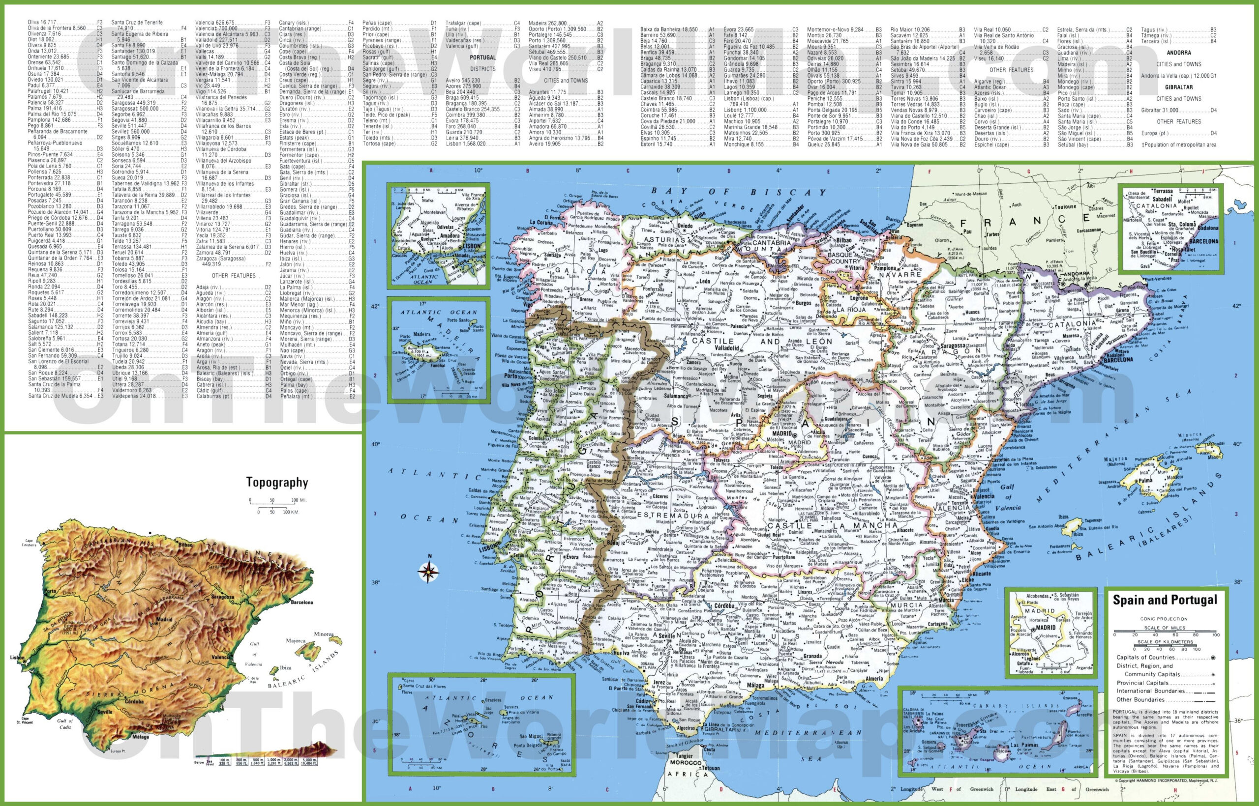 Large Detailed Map Of Spain And Portugal With Cities And Towns regarding Printable Map Of Spain And Portugal