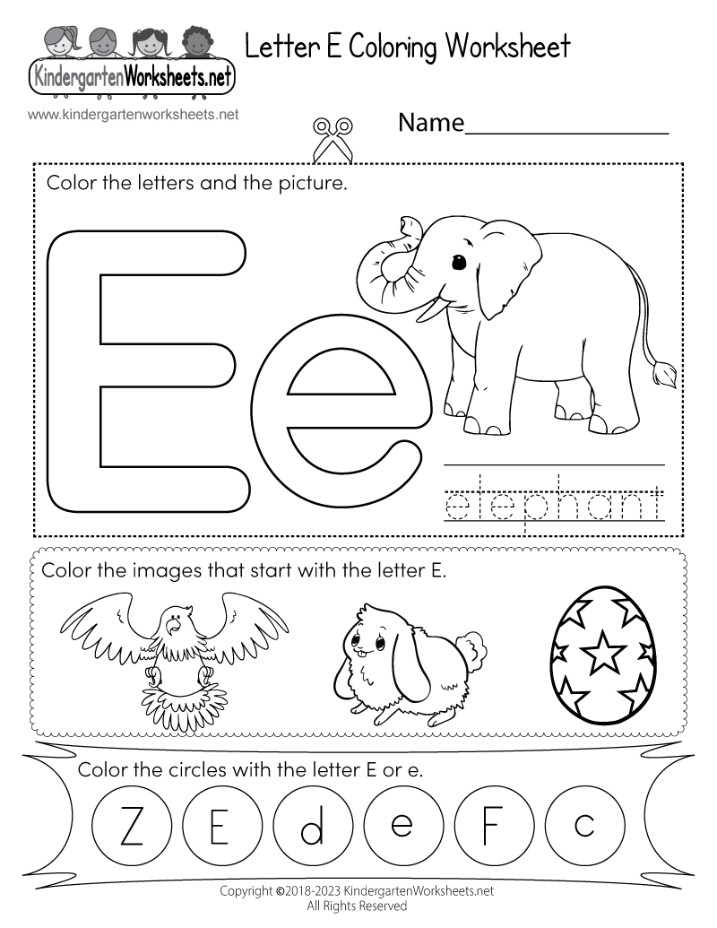 Letter E Coloring Worksheet - Free Printable, Digital, & Pdf in Letter E Worksheets Free Printables