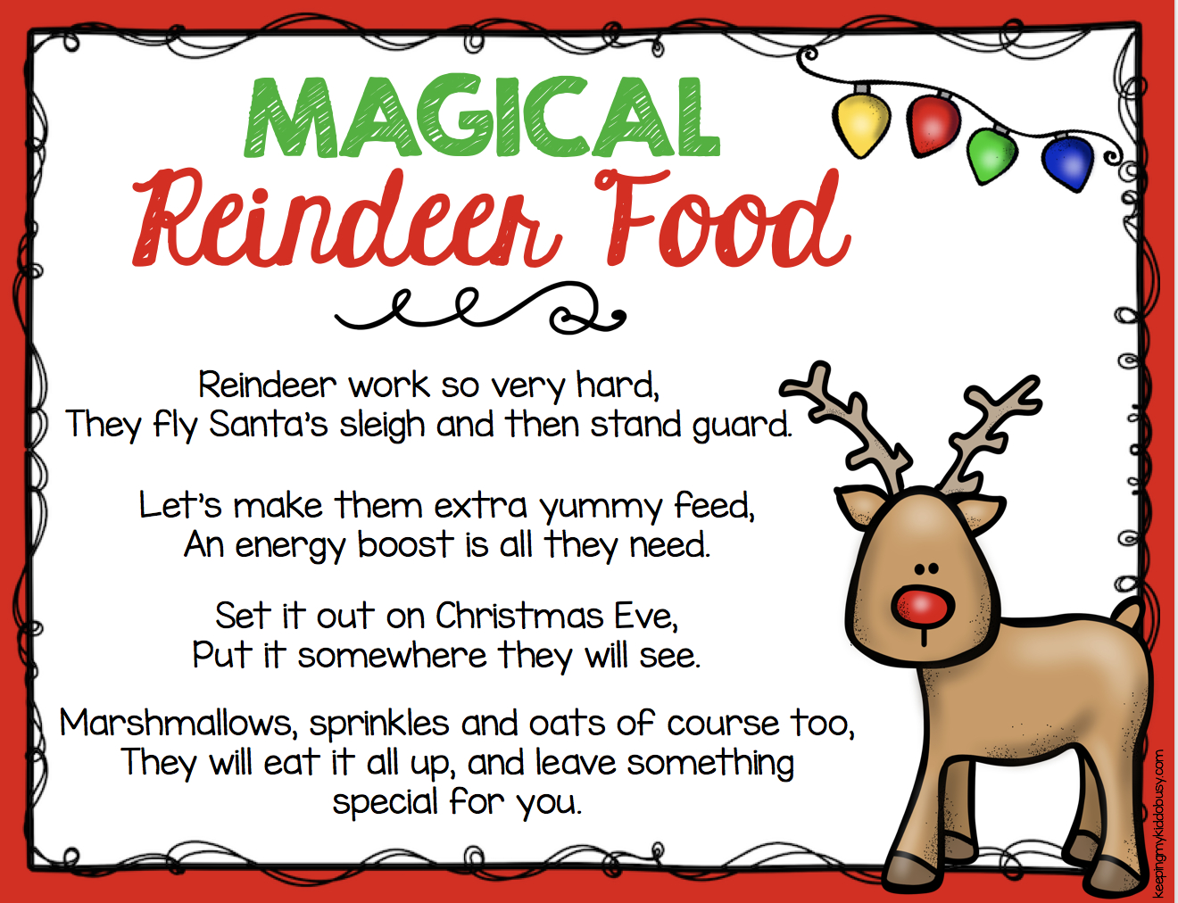 Magical Reindeer Food Freebie — Keeping My Kiddo Busy inside Free Printable Magical Reindeer Food Poem