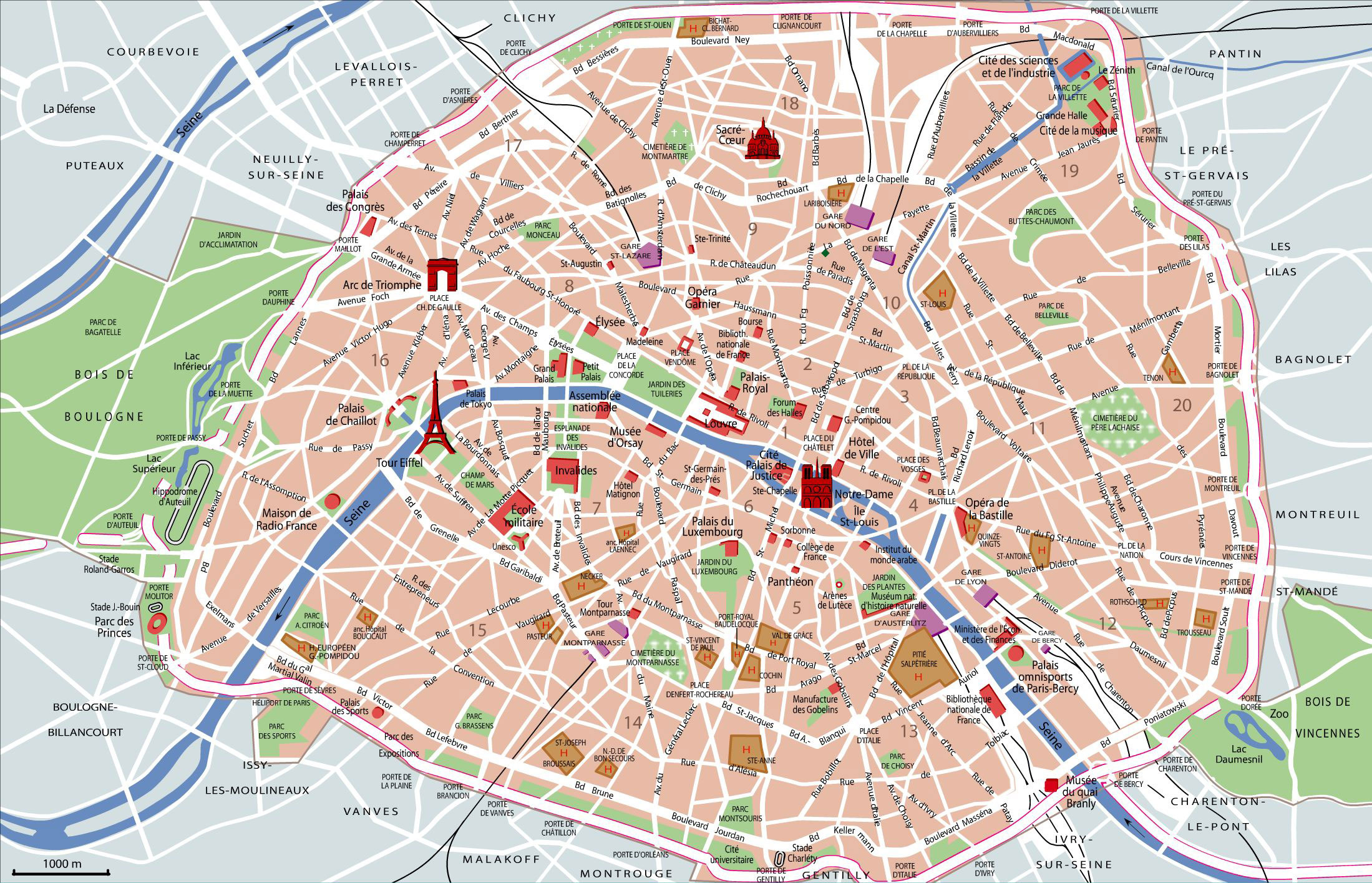 Map Of Paris Tourist Attractions, Sightseeing & Tourist Tour throughout Paris Printable Maps For Tourists