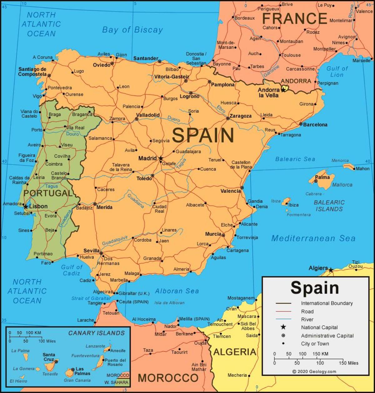 Map Of Spain And Surrounding Countries - Map Of Spain And pertaining to Printable Map of Spain and Portugal