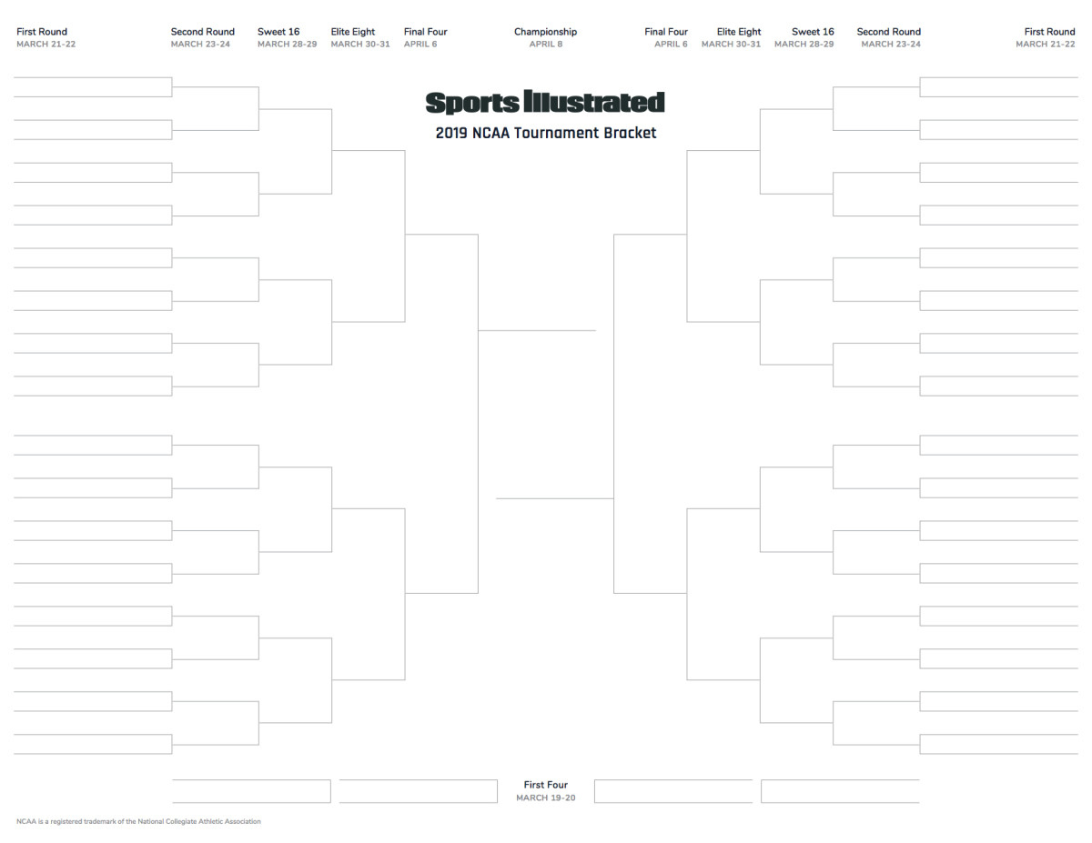 March Madness 2019 Printable Blank Bracket For Ncaa Tournament pertaining to Printable Blank March Madness Bracket