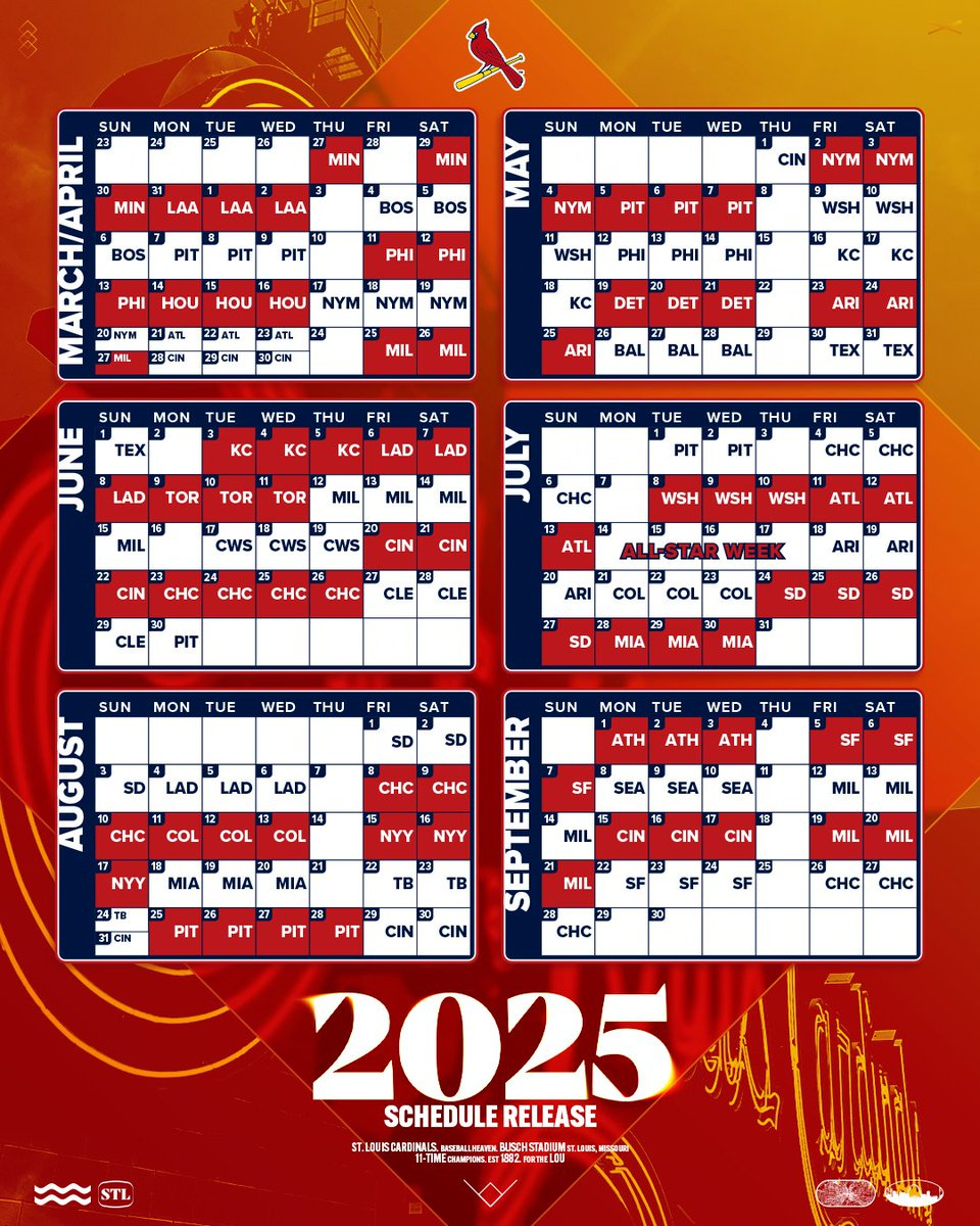 Mark Your Calendars: Our 2025 Regular Season Schedule Is Here for St Louis Cardinals Schedule Printable