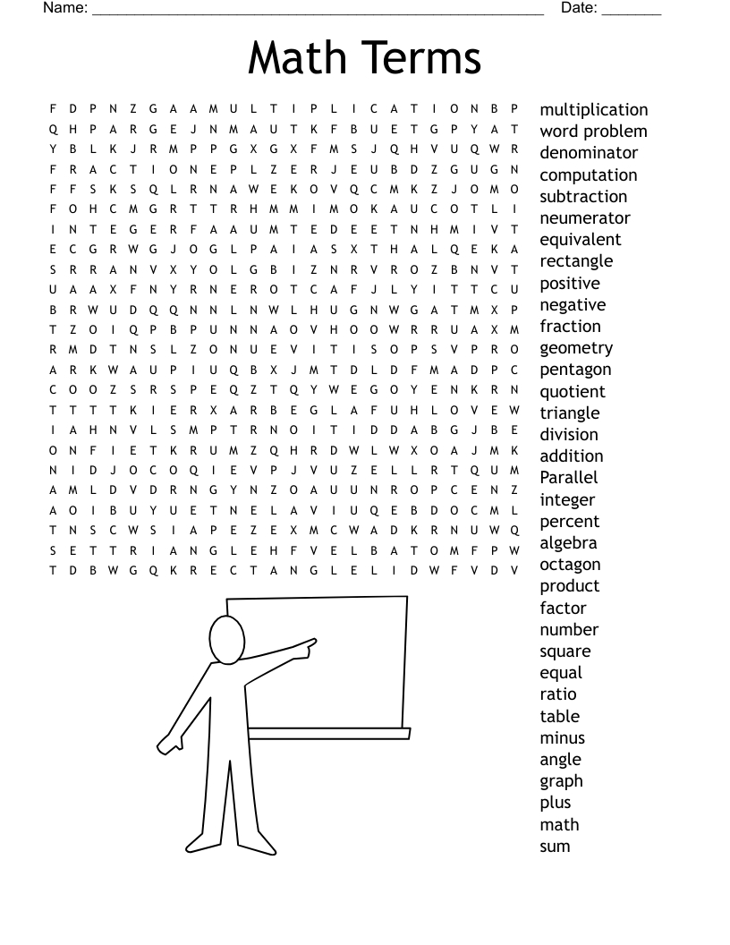 Math Terms Word Search - Wordmint - Worksheets Library in Math Words Word Search Printable