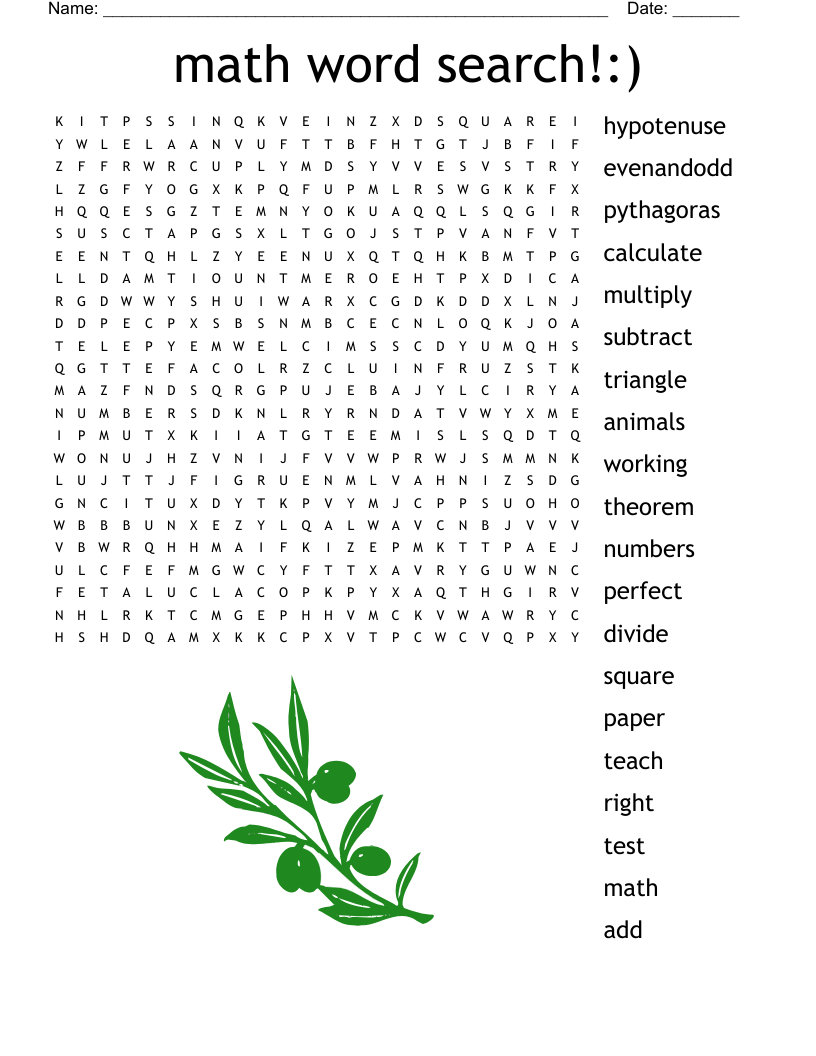Math Word Search!:) - Wordmint within Math Words Word Search Printable