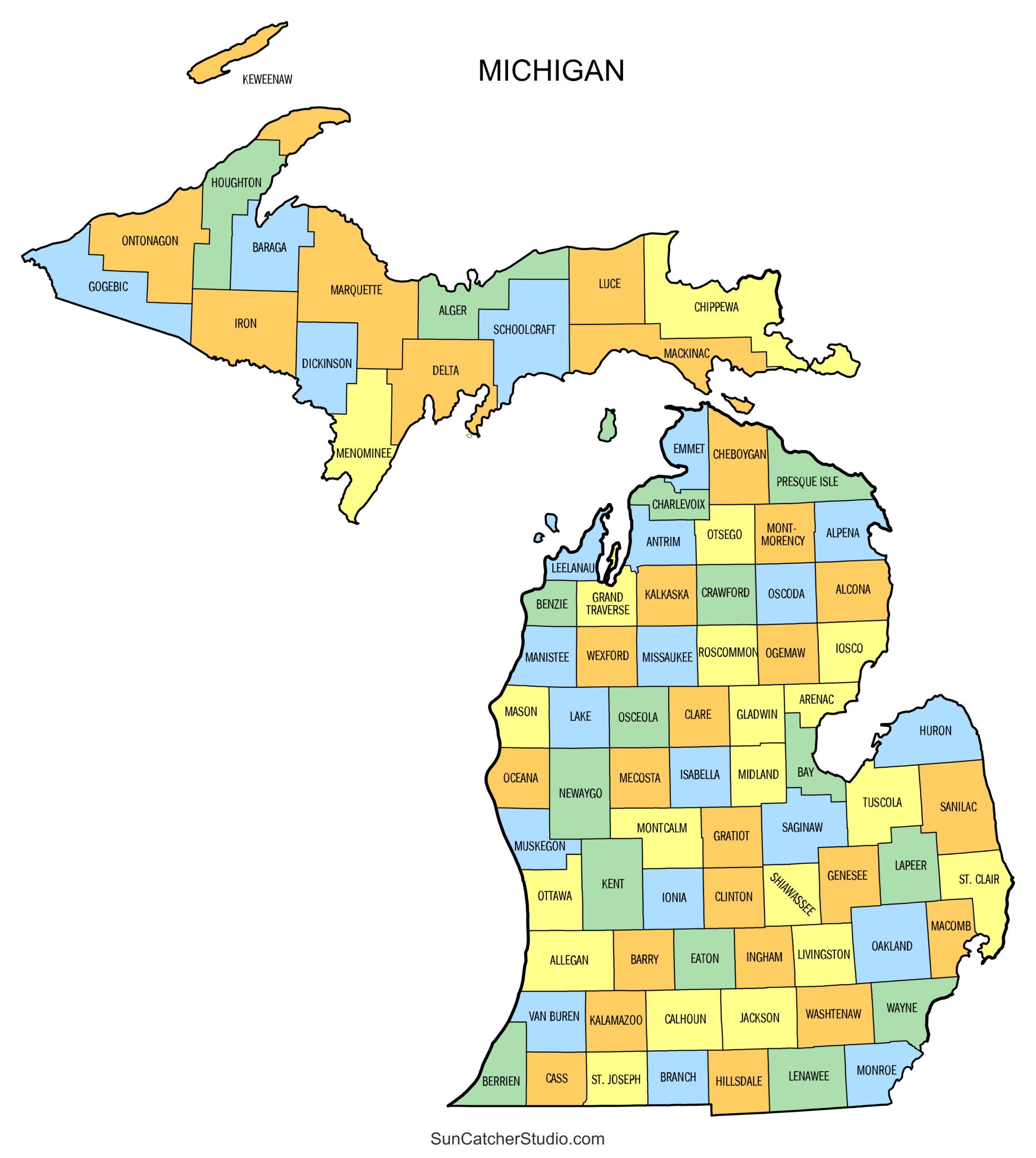 Michigan County Map (Printable State Map With County Lines) – Free for Map of Michigan Counties Printable