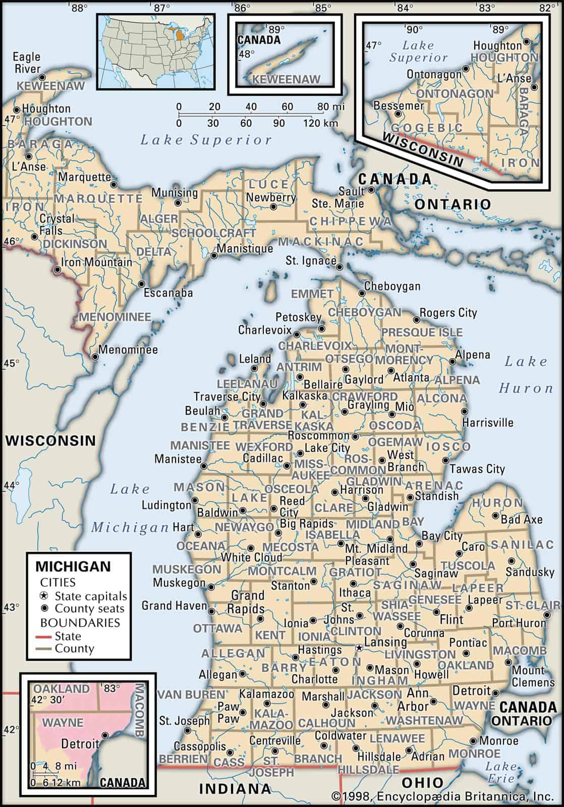 Michigan County Maps: Interactive History & Complete List pertaining to Map Of Michigan Counties Printable