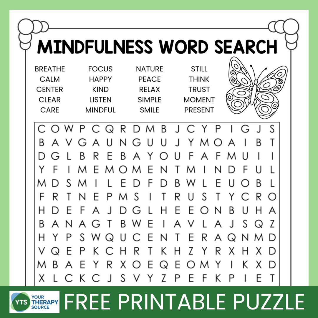 Mindfulness Word Search Puzzle Free Printable - Your Therapy Source inside Word Search Puzzle Printable
