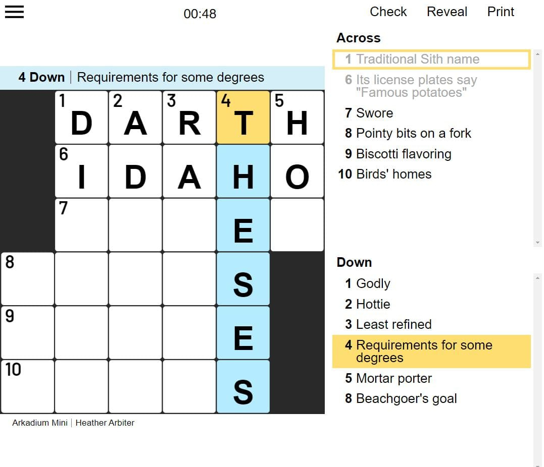 Mini Crossword - Free Online Game | Denver Post with regard to Free Printable Crossword Puzzles Denver Post