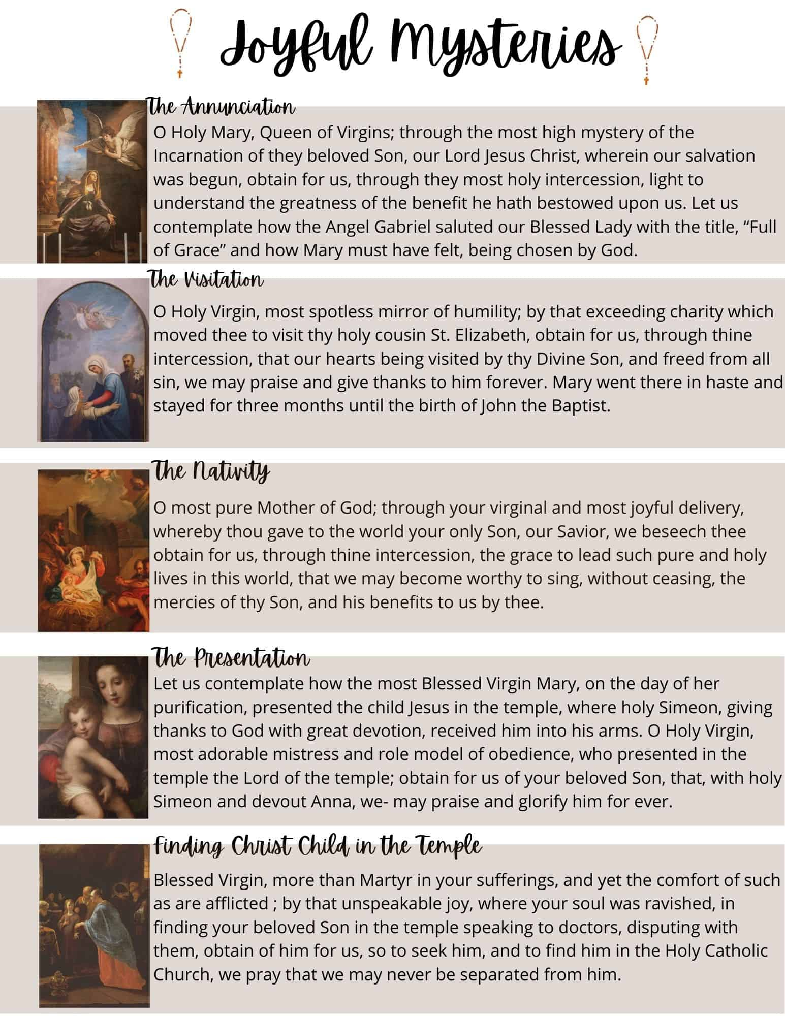 Monday Rosary - How To Pray The Rosary Every Monday regarding Joyful Mysteries Of The Rosary Printable
