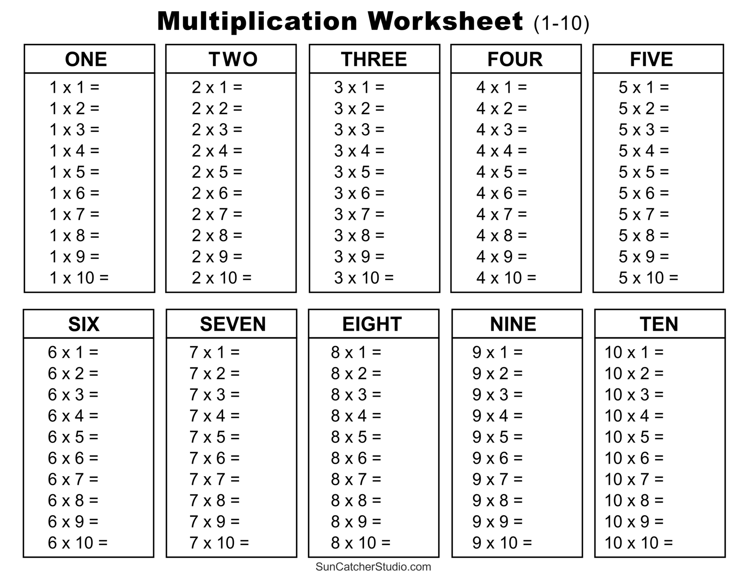 Multiplication Charts (Pdf): Free Printable Times Tables – Free inside Multiplication Tables 1-12 Printable Worksheets