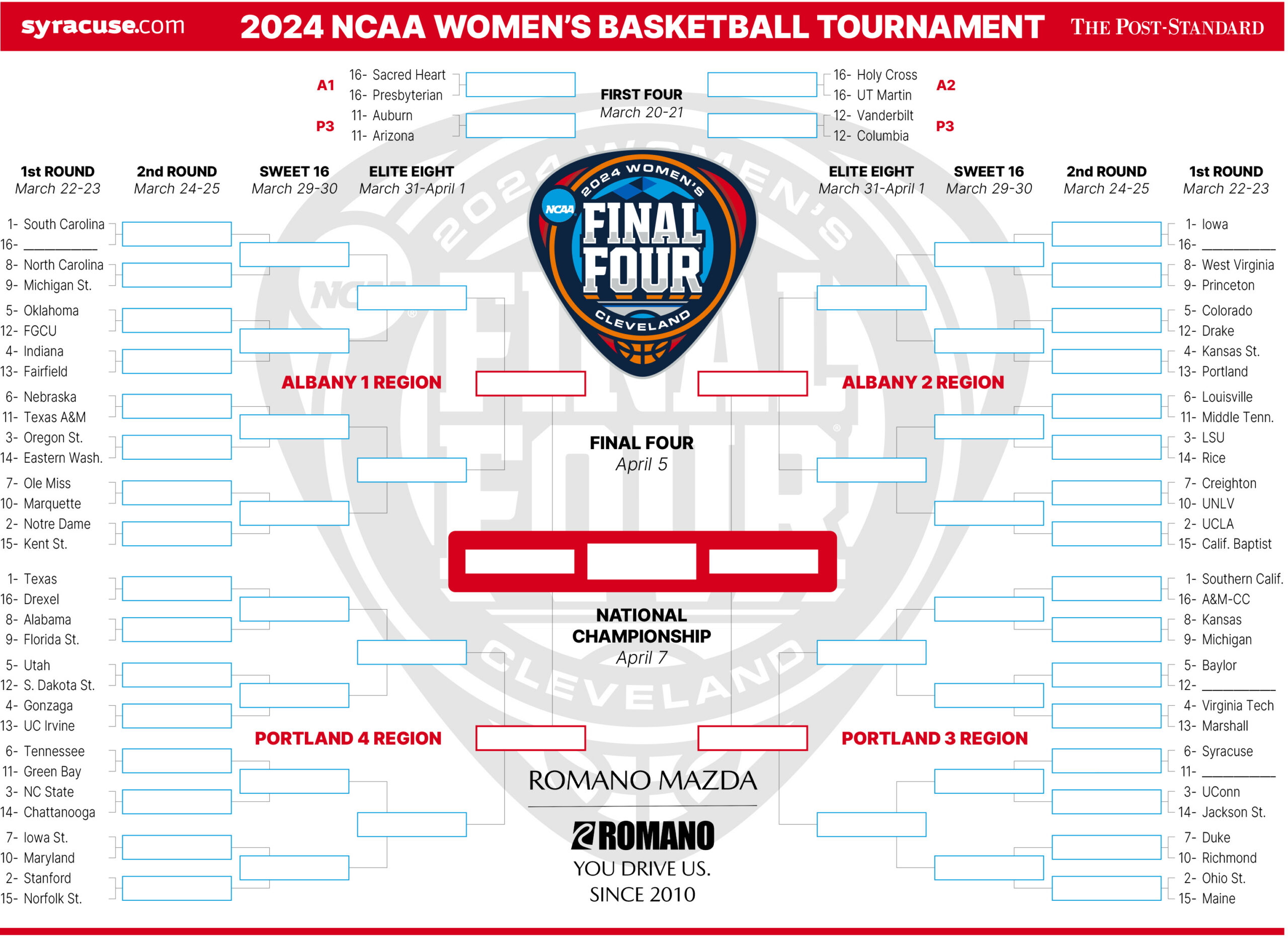 Ncaa Women'S Bracket: Tournament Field Is Set; Print Your Women'S throughout Ncaa Women's Printable Bracket
