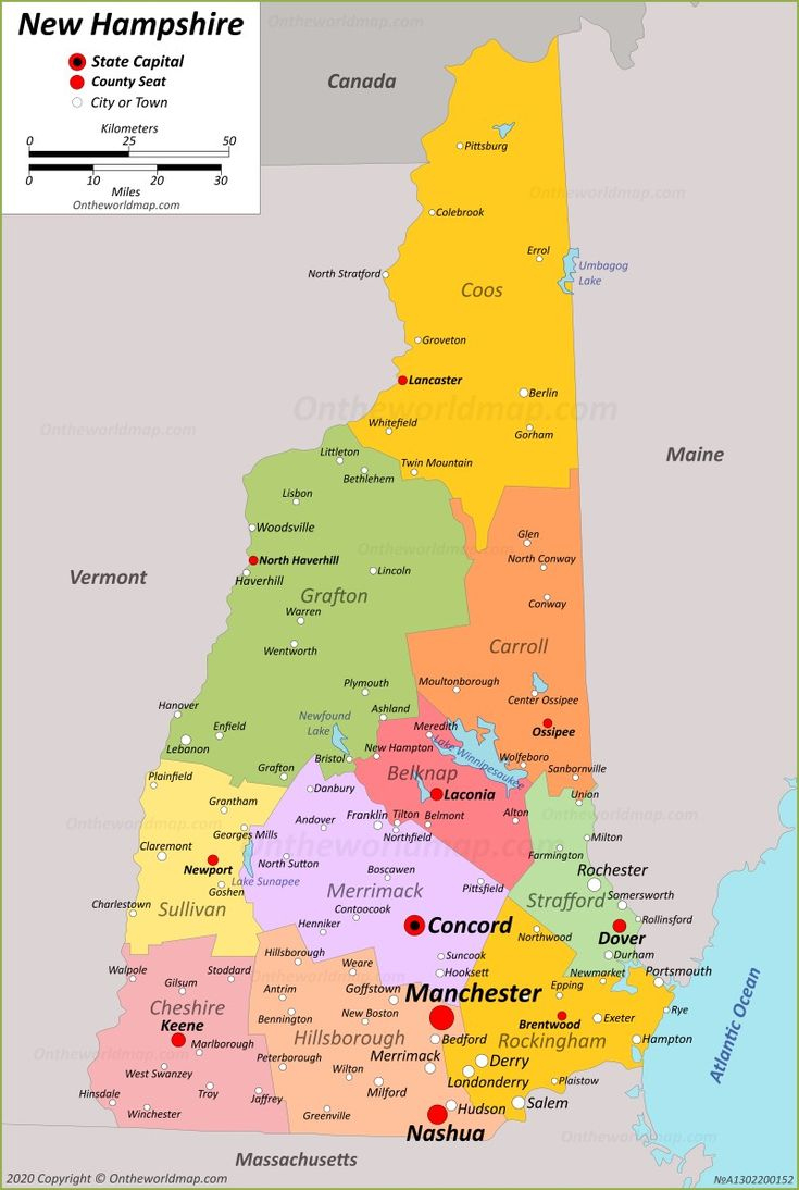 New Hampshire State Map | Usa | Detailed Maps Of New Hampshire (Nh) throughout Printable Map of New Hampshire