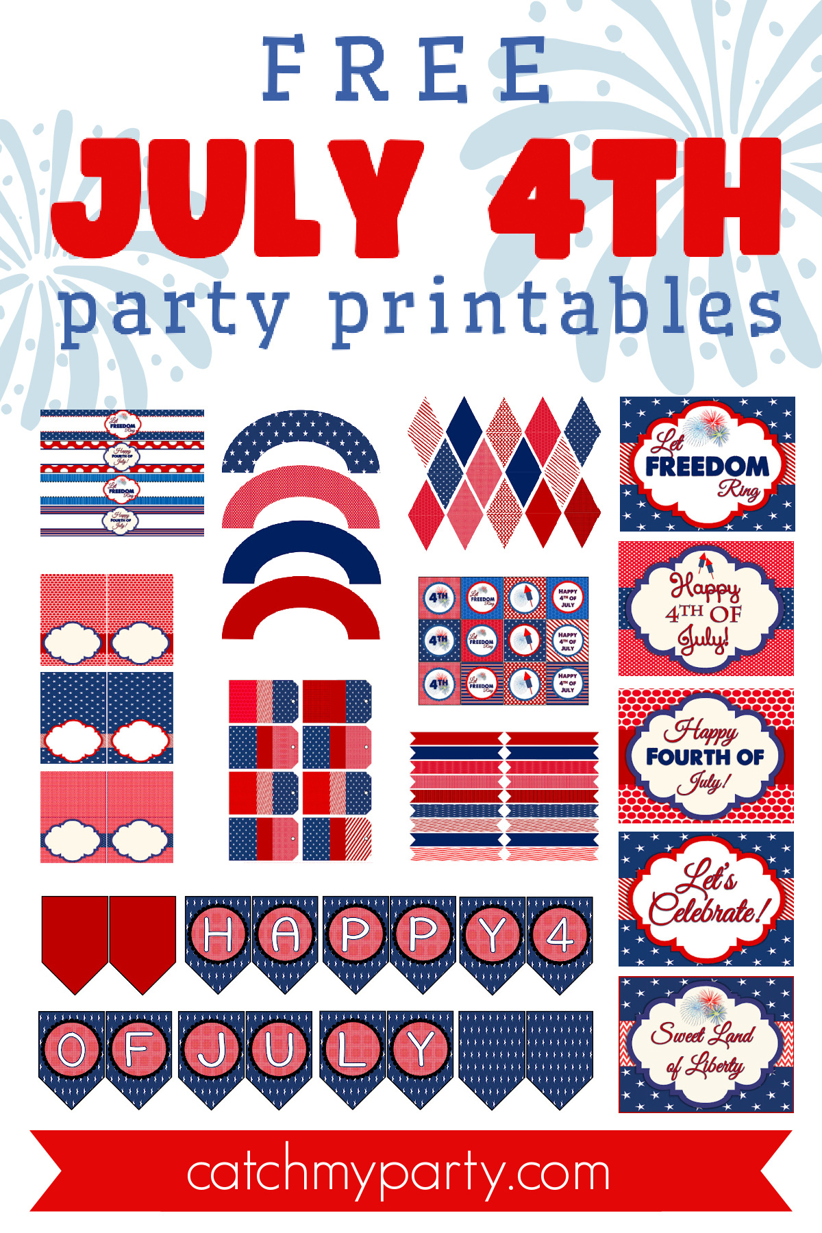 Party On! Free 4Th Of July Printables | Catch My Party within Printable 4th of July Decorations