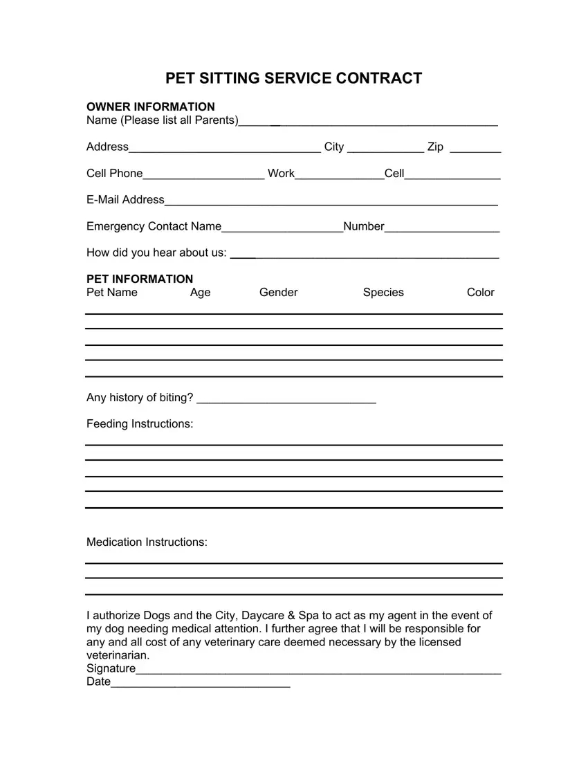 Pet Sitting Contract ≡ Fill Out Printable Pdf Forms Online intended for Free Printable Pet Sitting Forms